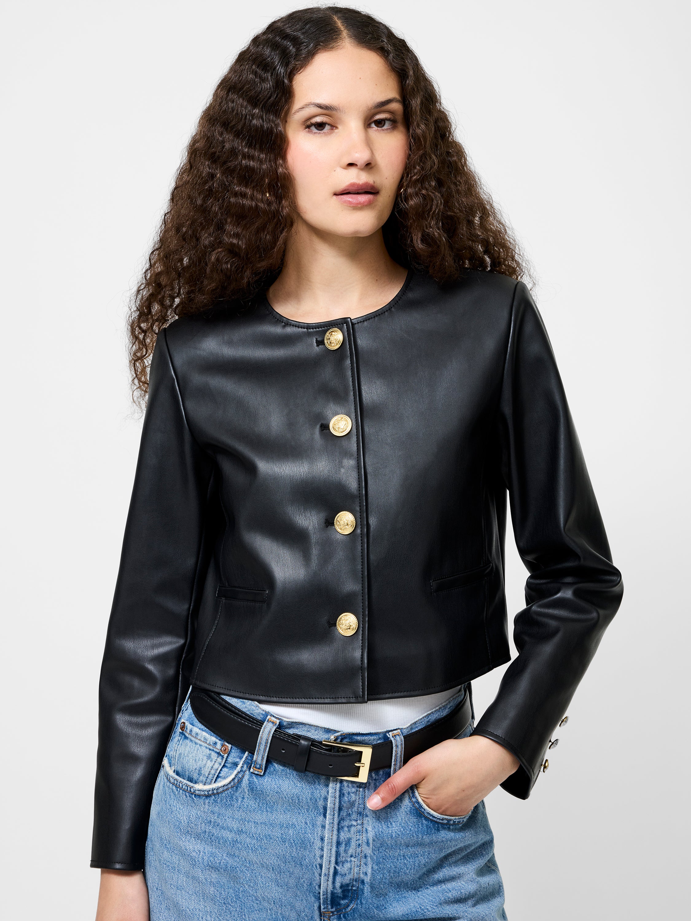 Dessa Vegan Leather Cropped Jacket