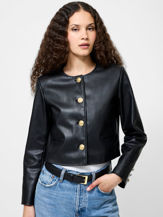 Dessa Vegan Leather Cropped Jacket