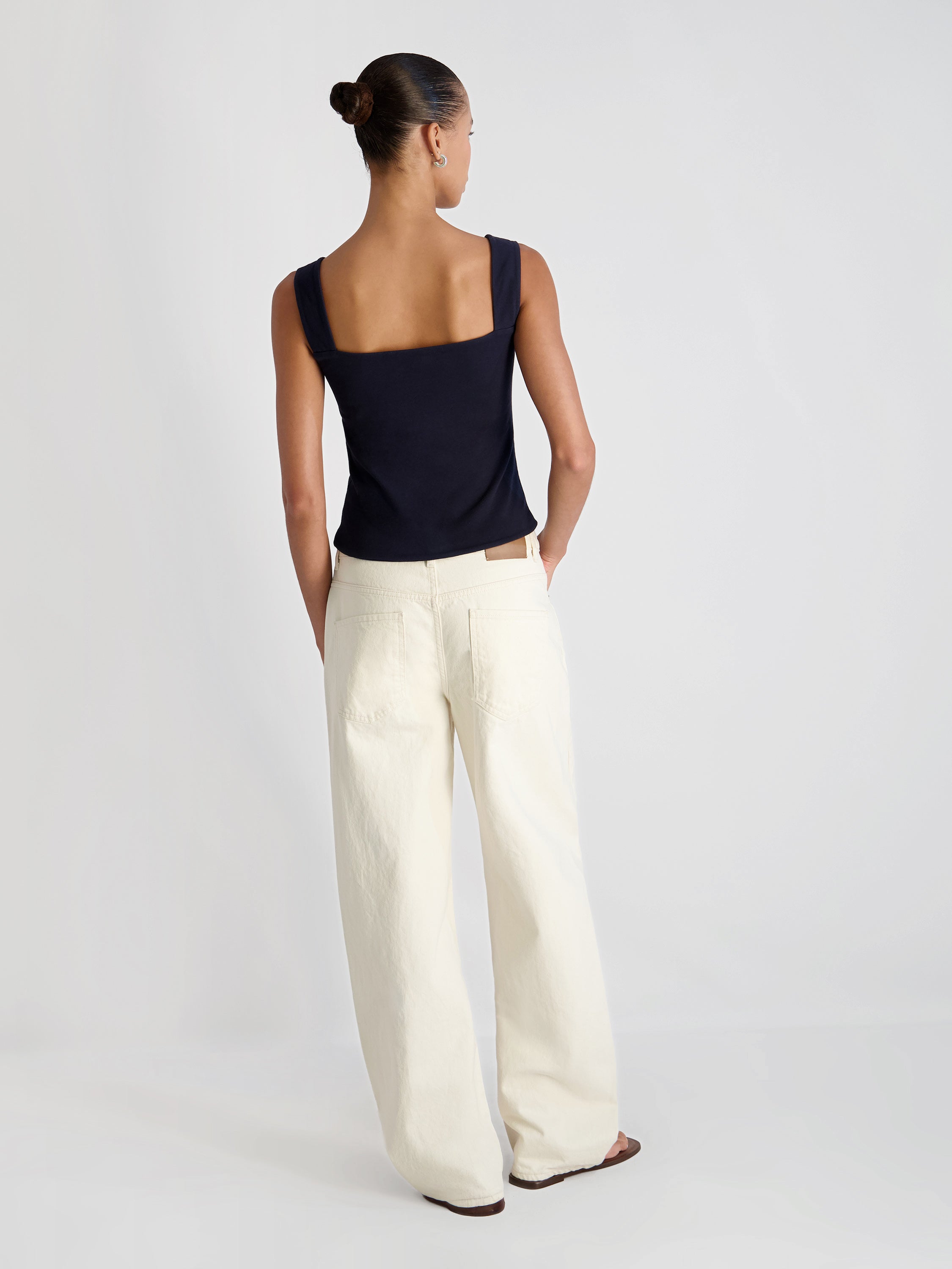 MAISIE JERSEY KNIT RUCHED FRONT TANK VIEW 3