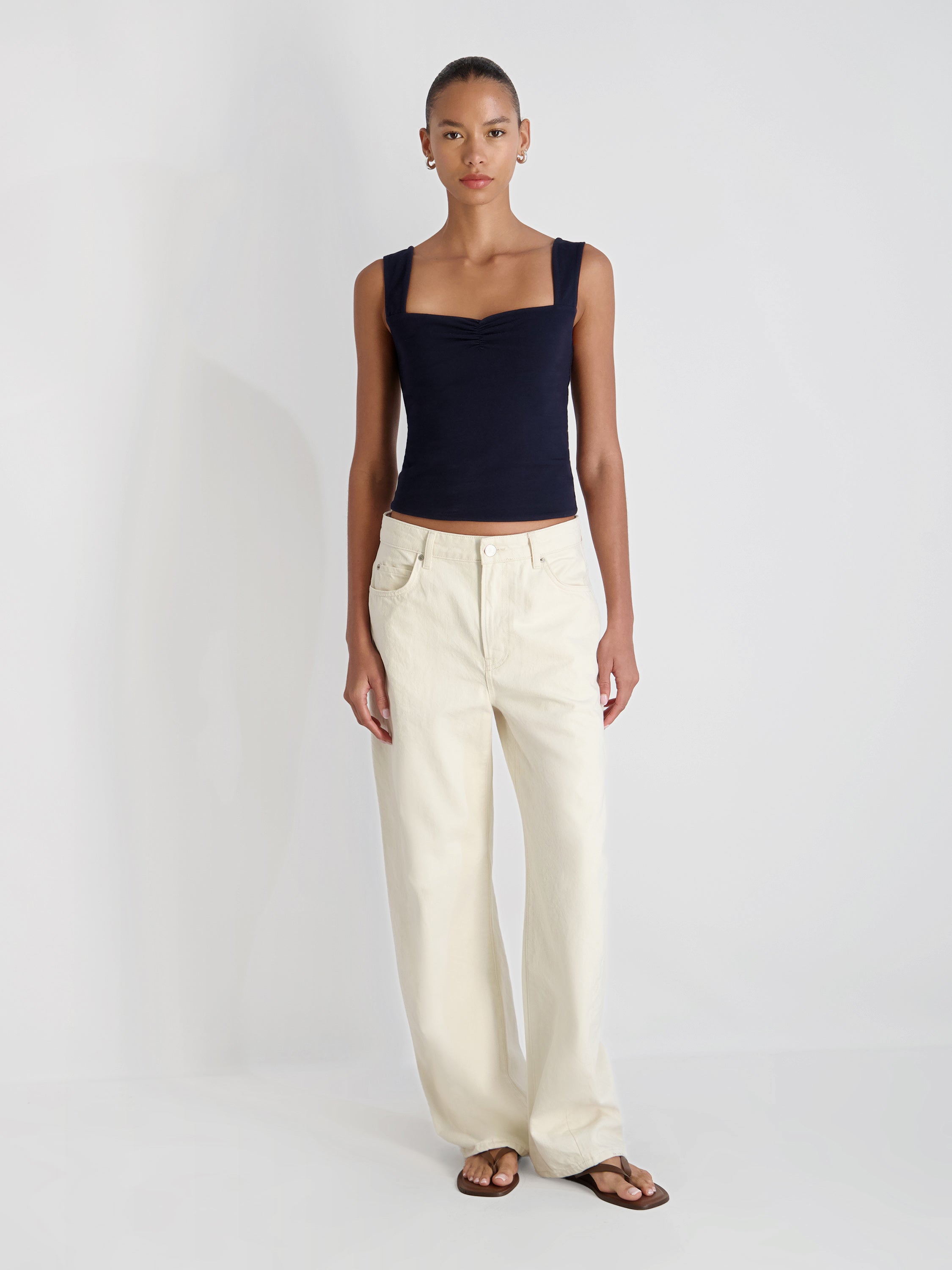 MAISIE JERSEY KNIT RUCHED FRONT TANK VIEW 5