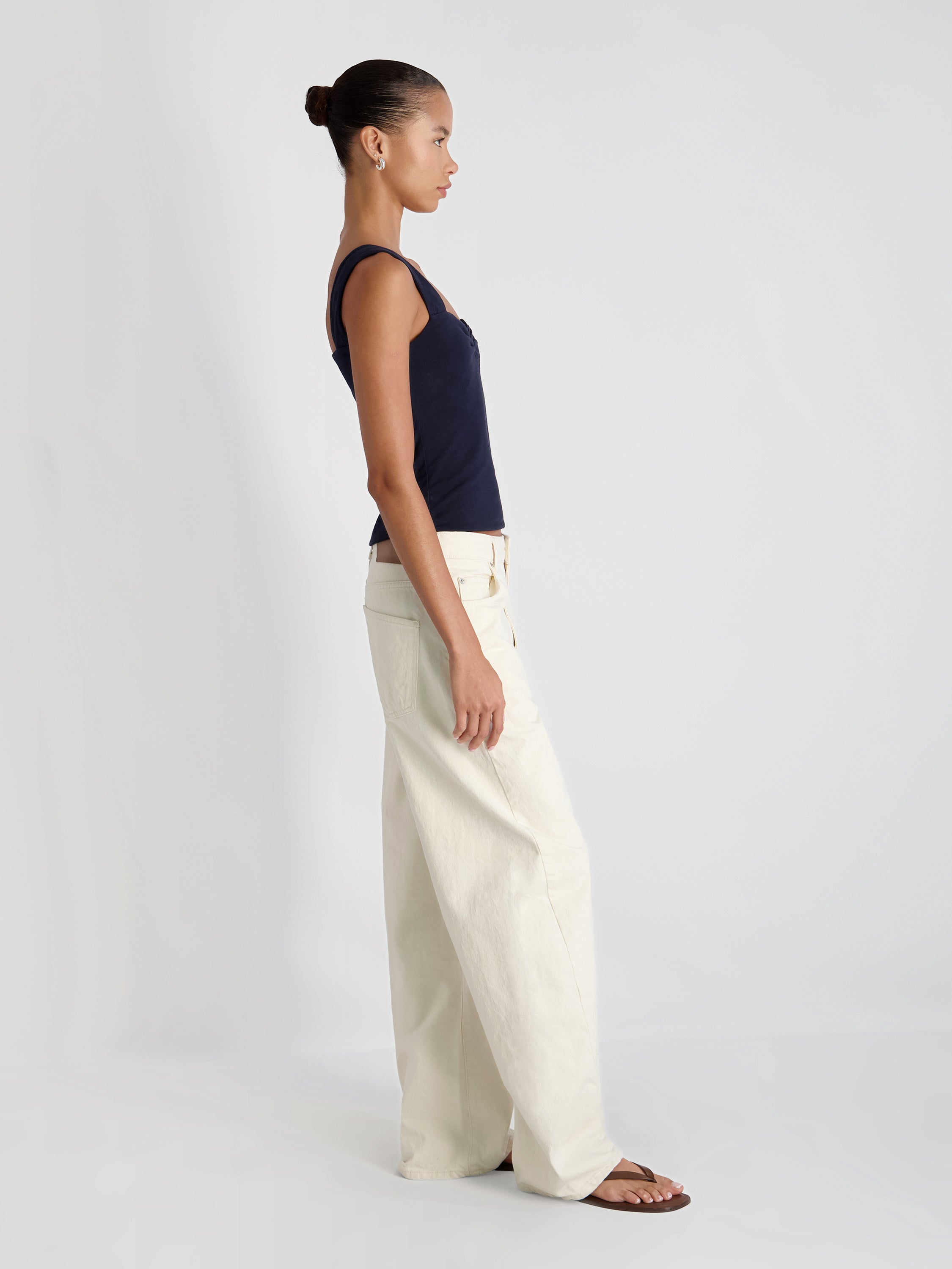 MAISIE JERSEY KNIT RUCHED FRONT TANK VIEW 4
