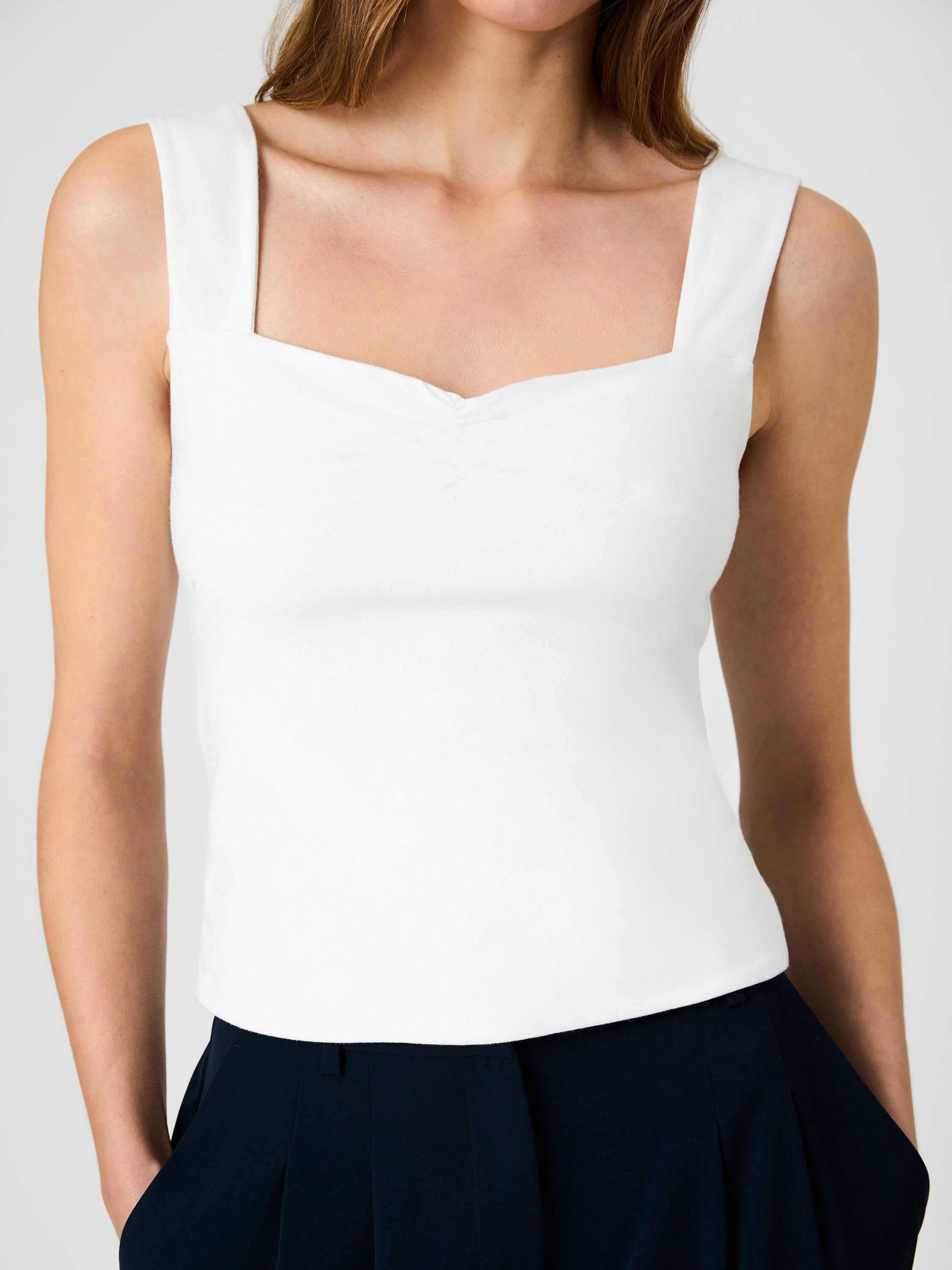 MAISIE JERSEY KNIT RUCHED FRONT TANK VIEW 3