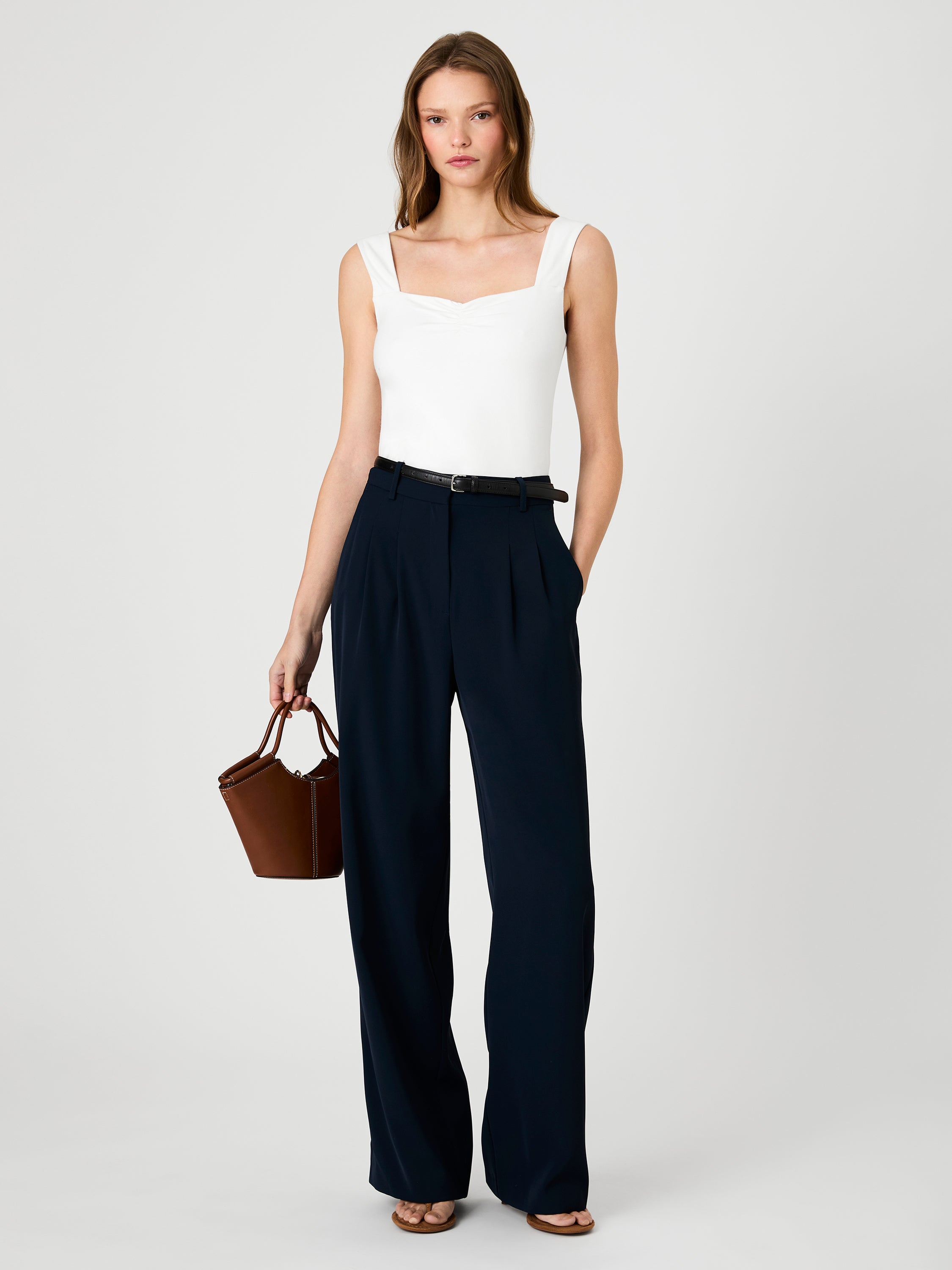 MAISIE JERSEY KNIT RUCHED FRONT TANK View 1 | Shirts & Tops