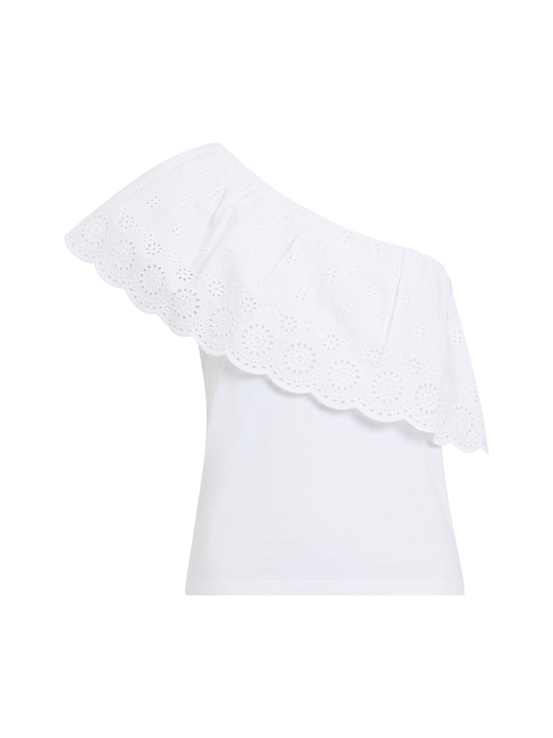 Rosana Broderie One Shoulder Top Linen White | French Connection US
