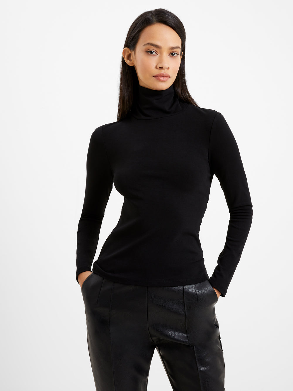 Roy Viscose Turtleneck Top Blackout French Connection US