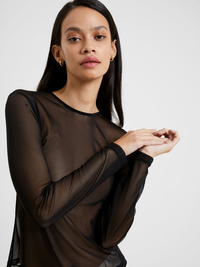 Toni Mesh Long Sleeve Top Black | French Connection US
