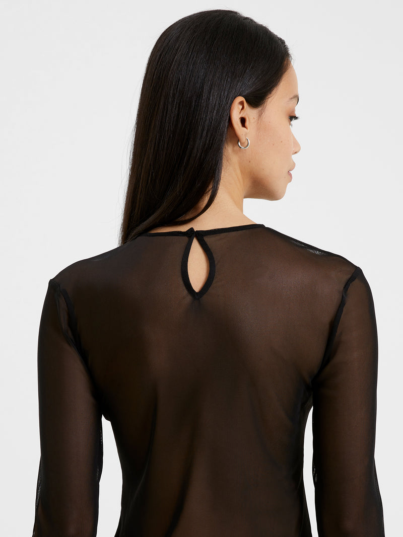 Sheer Mesh top Long Sleeve - Black – Shape Wear Shop