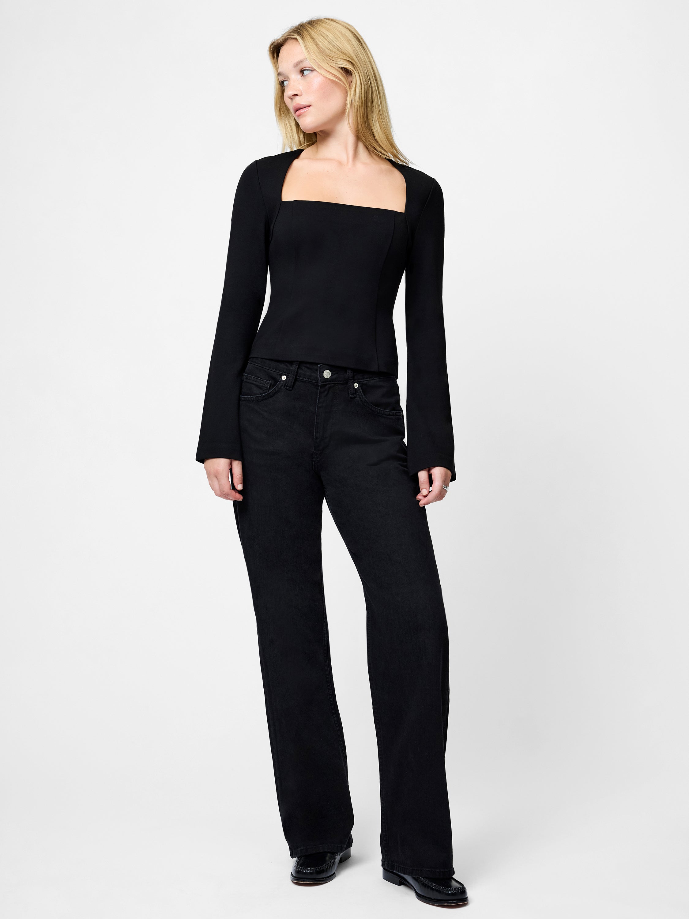 Cleo Ponte Long Sleeve Fitted Top