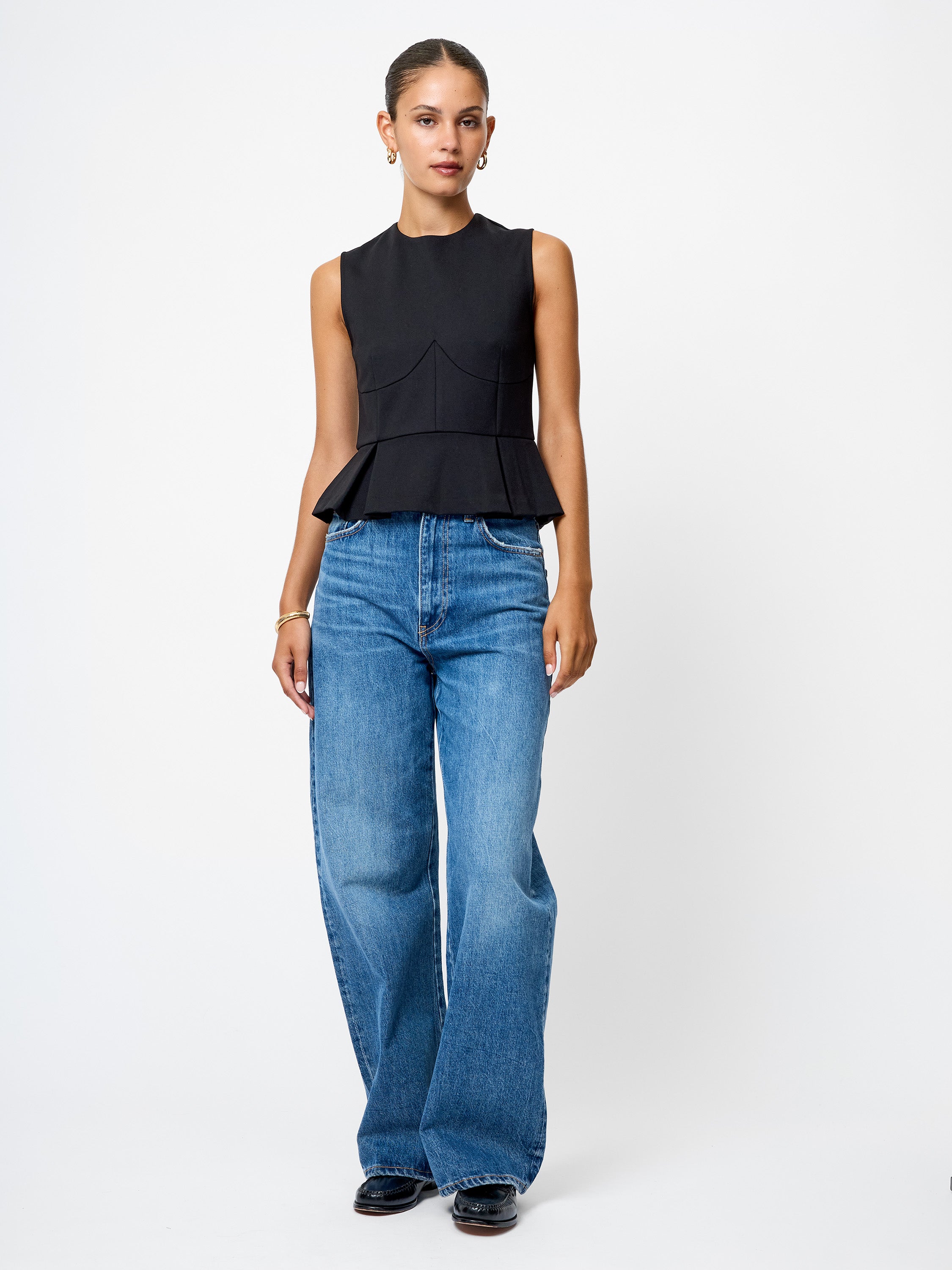 Cleo Ponte Sleeveless Peplum Top