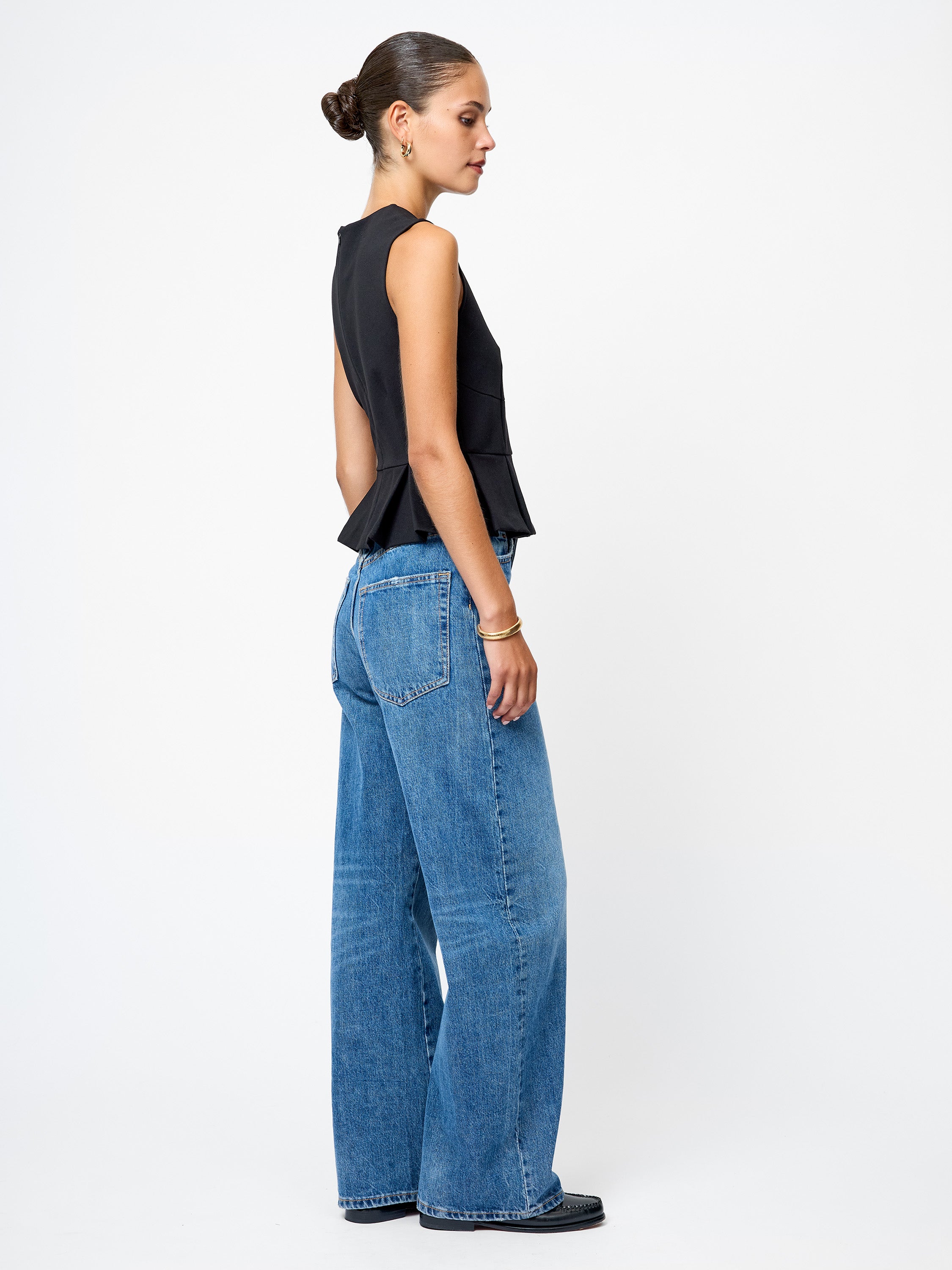 Cleo Ponte Sleeveless Peplum Top