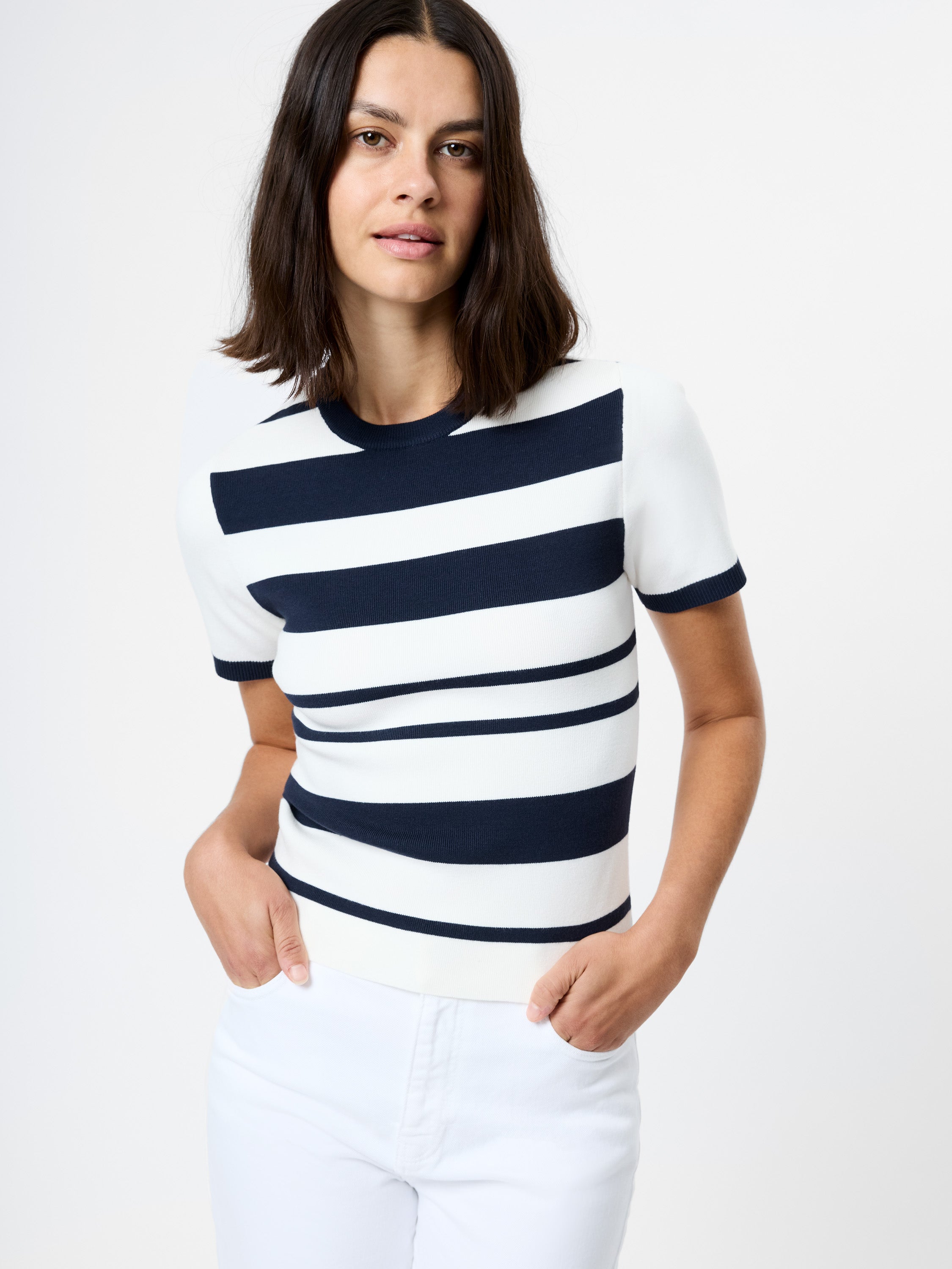 MAXIME KNIT STRIPED SHORT SLEEVE TOP View 1 | Sale