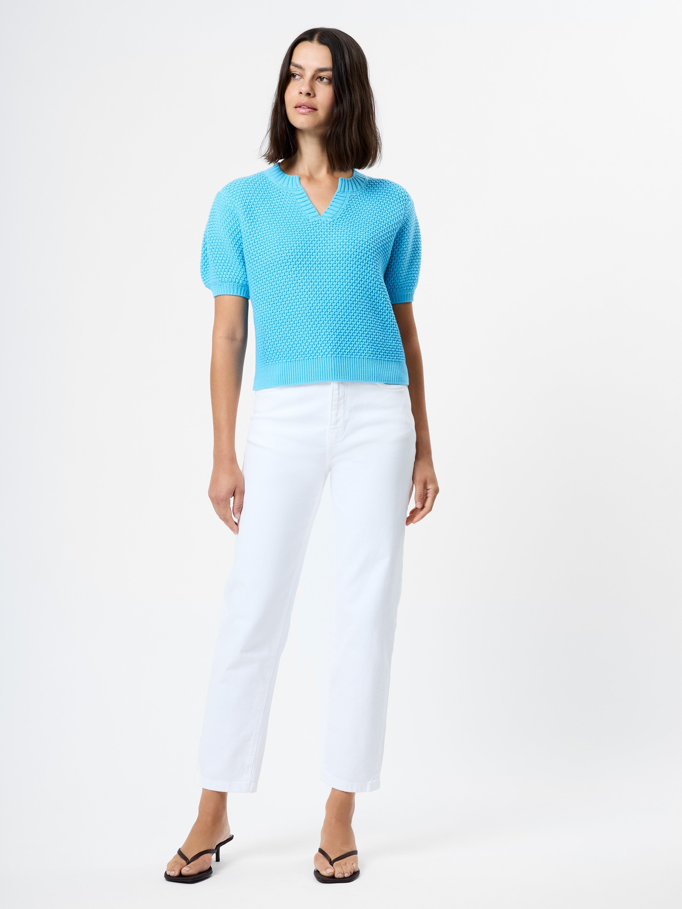 REMY COTTON BLEND V-NECK TOP VIEW 2 | Sale