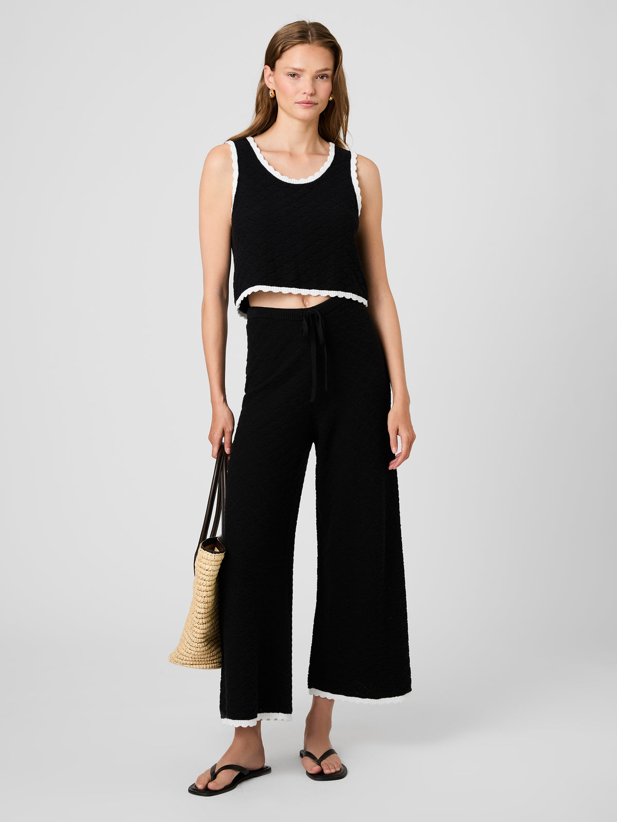 Teddy Diamond Knit Contrast Cami | French Connection US