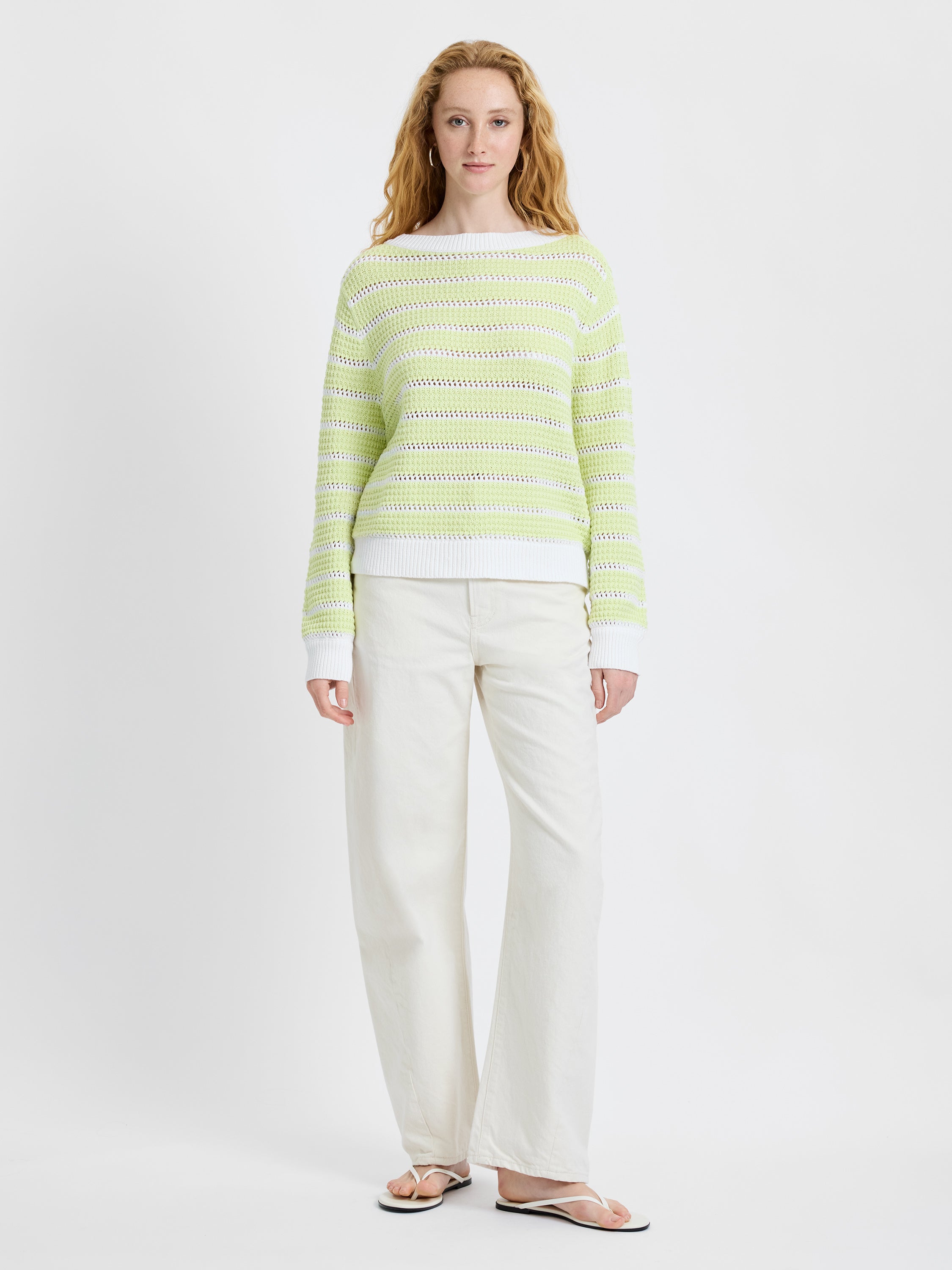 TEDDY KNIT OPEN STRIPE PULLOVER VIEW 4