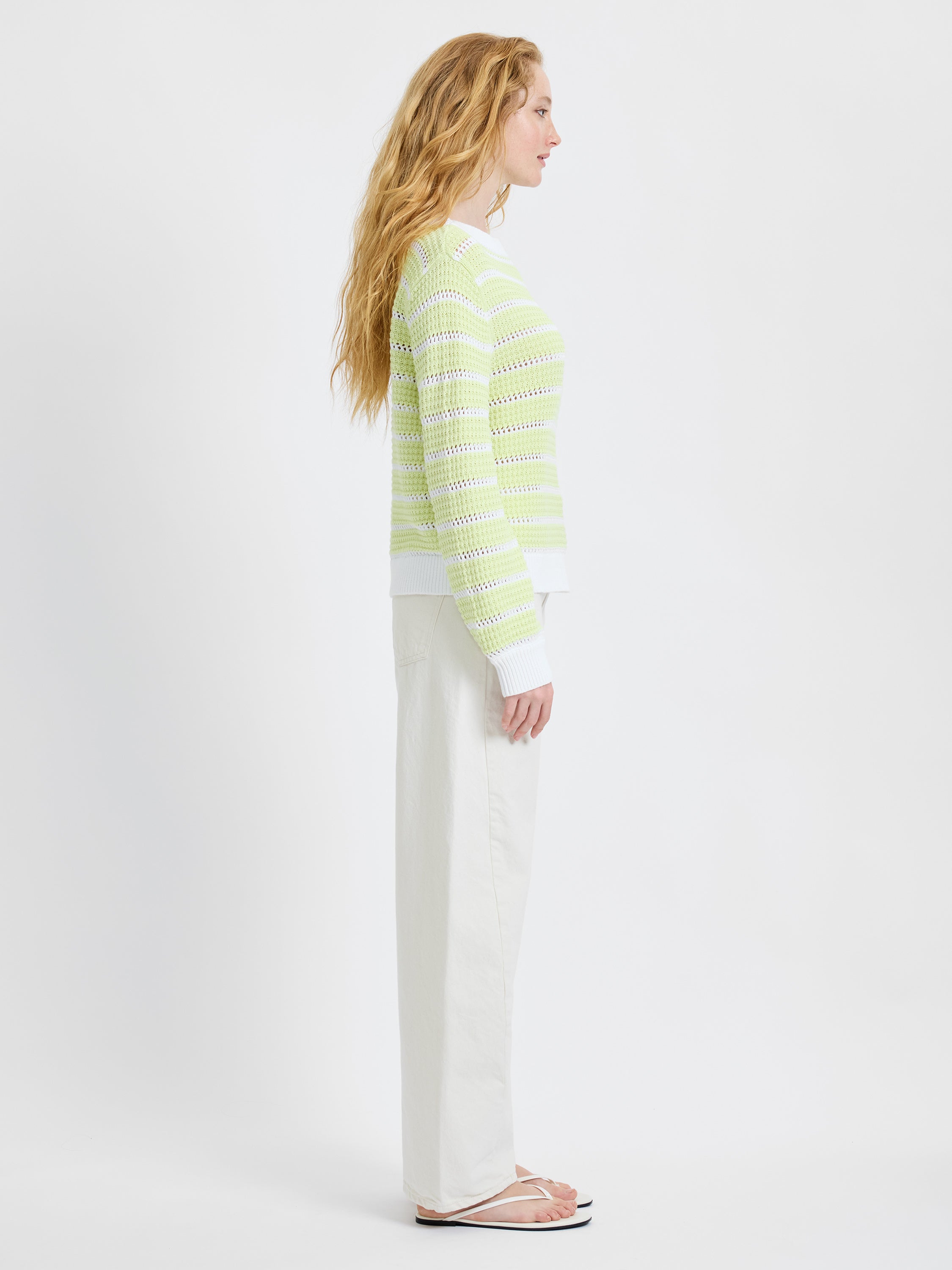 TEDDY KNIT OPEN STRIPE PULLOVER VIEW 3