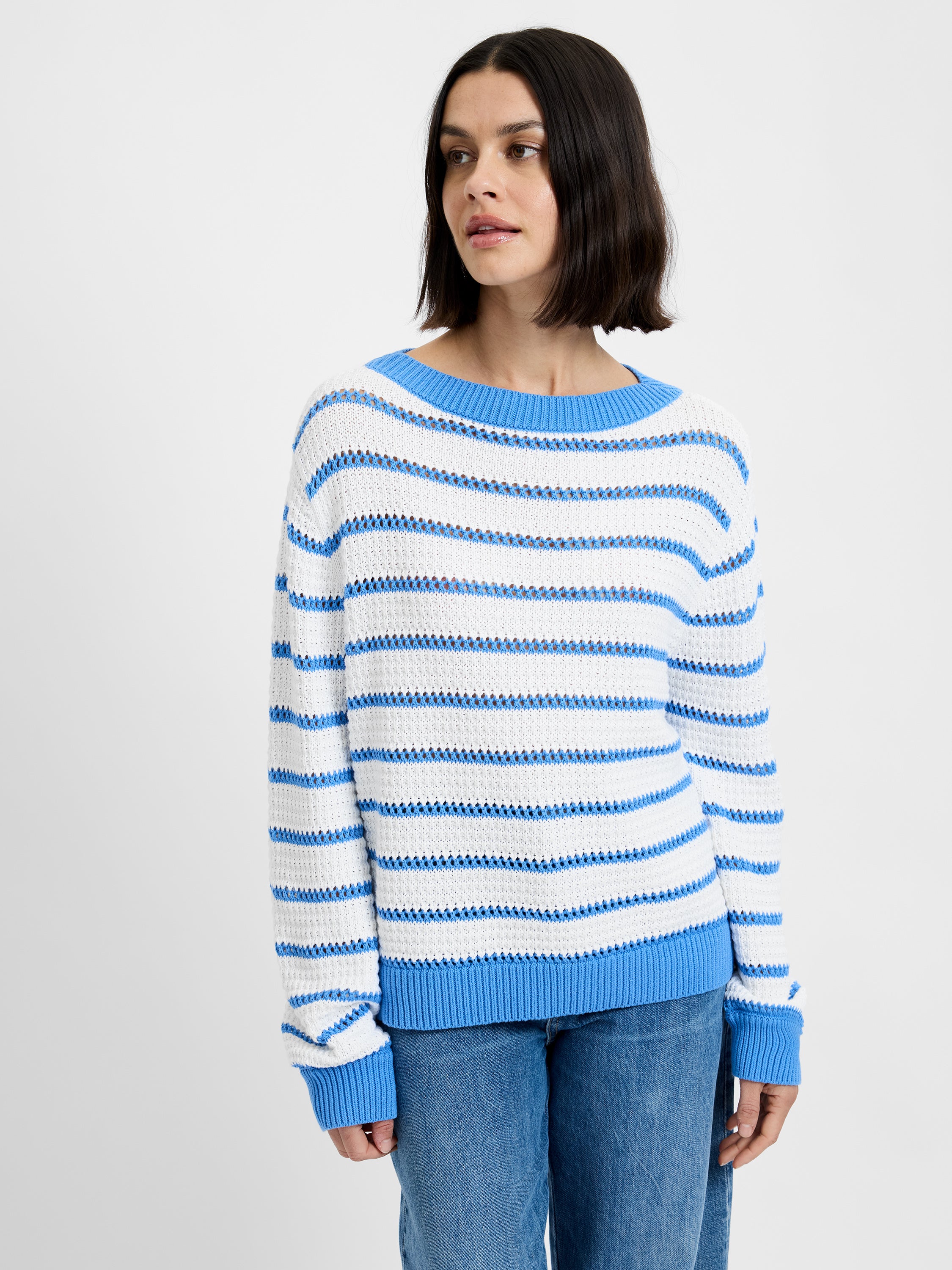 Teddy Knit Open Stripe Pullover | French Connection US