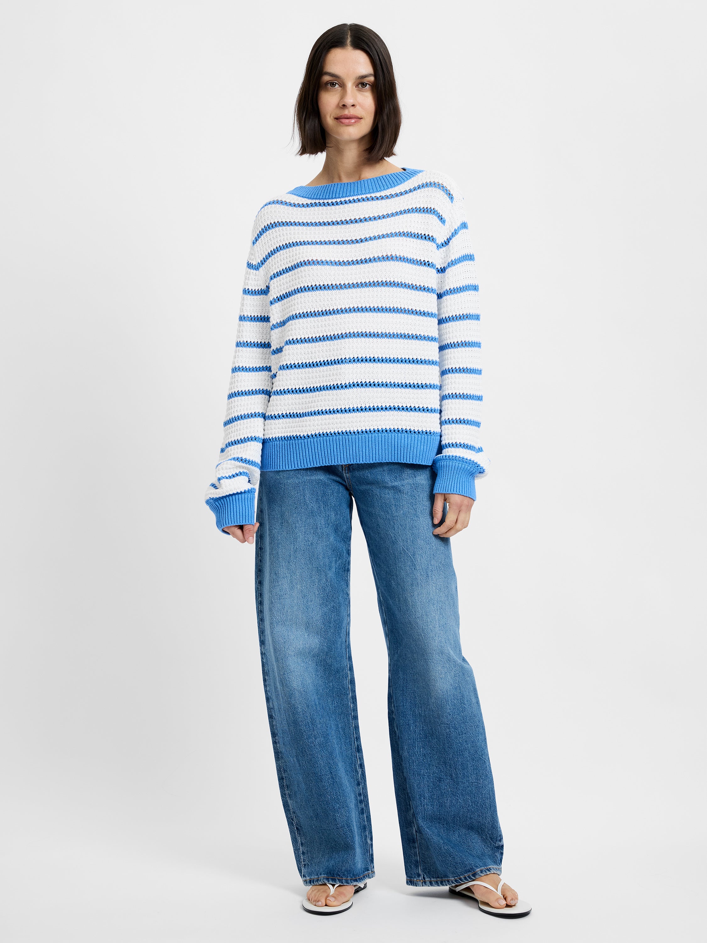 Teddy Knit Open Stripe Pullover | French Connection US