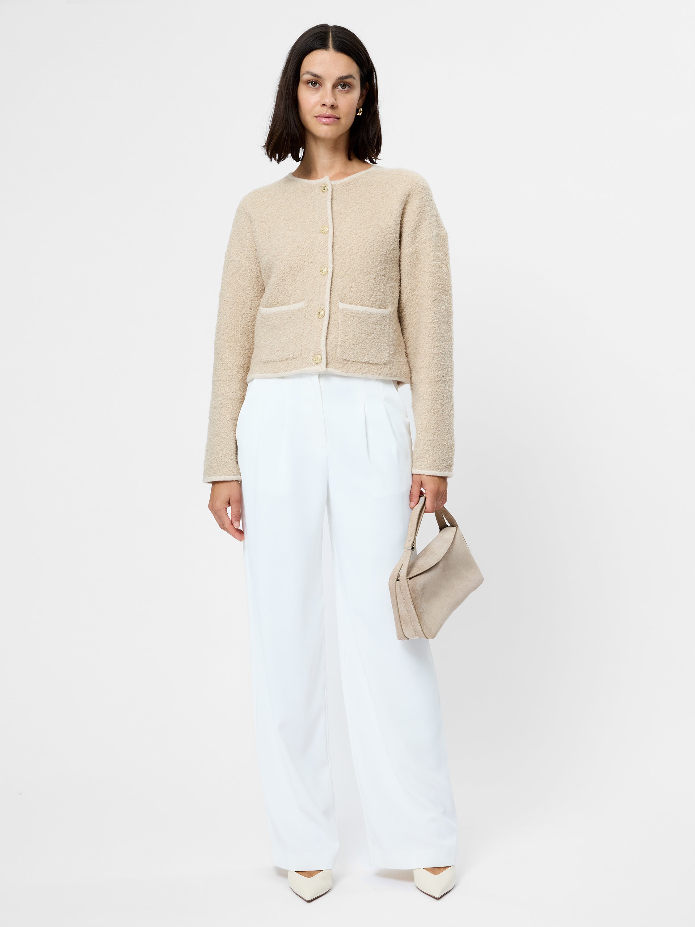 EFFIE BOUCLE KNIT CARDIGAN View 1 | White Dresses