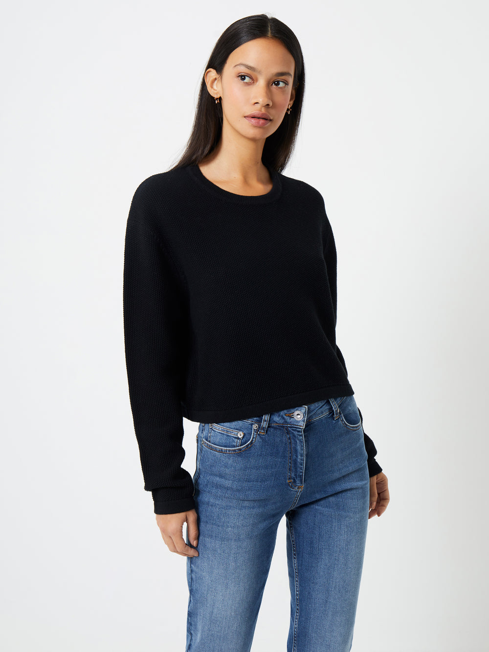Mozart Moss Cropped Sweater Black | French Connection US