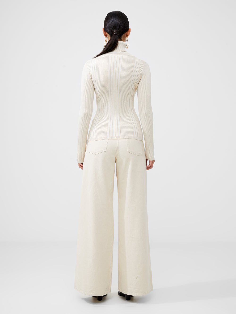 Mari Rib Knit Turtleneck Sweater Classic Cream