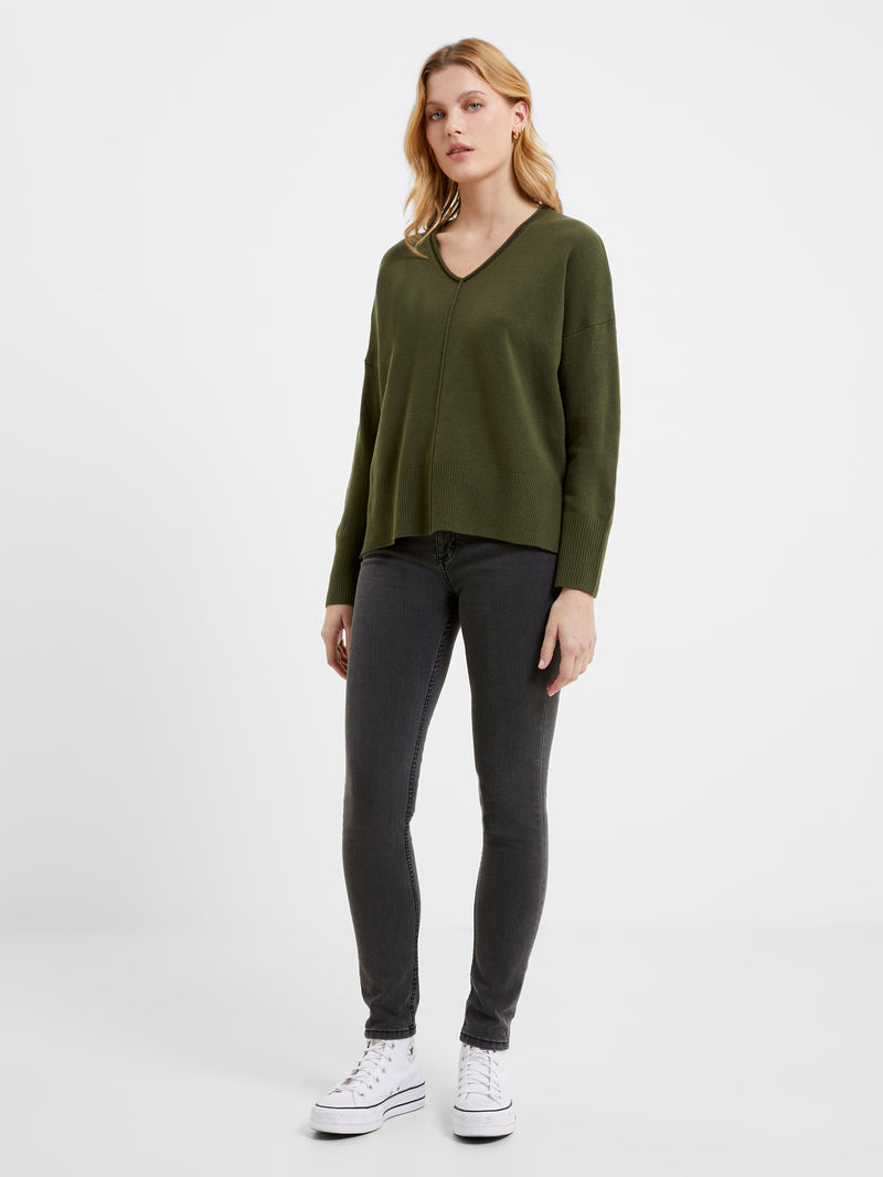 Babysoft V Neck Sweater Olive Night | French Connection US