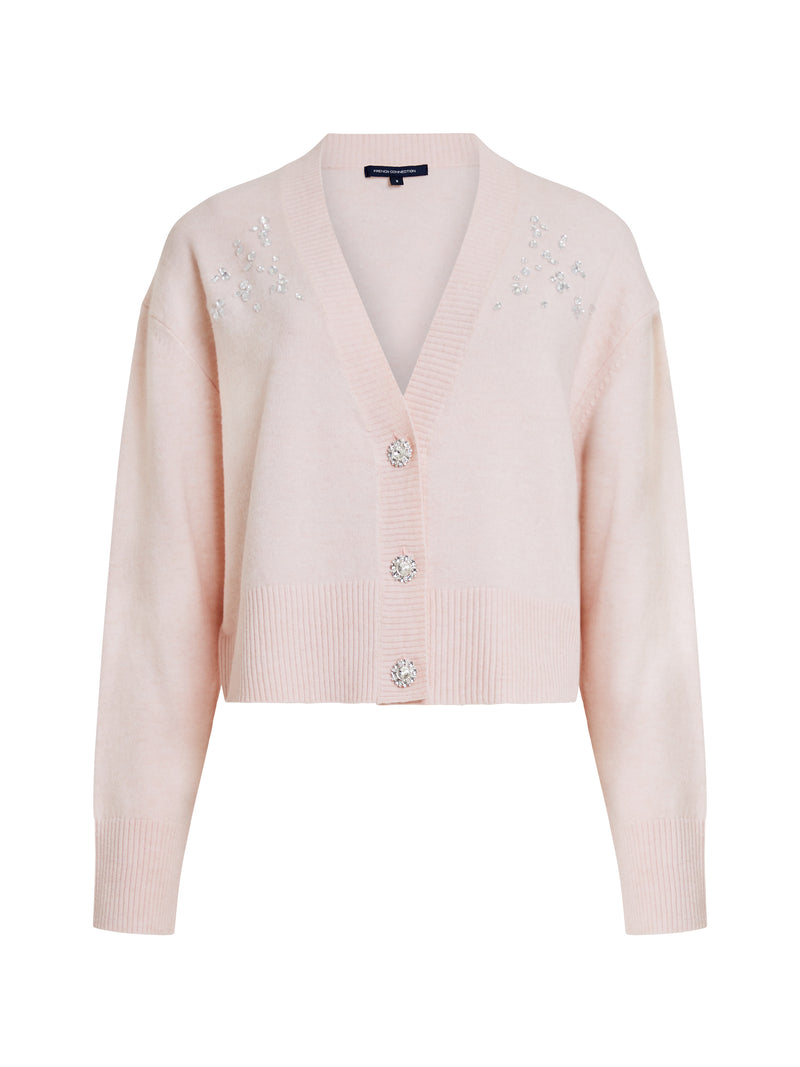 Vhari Embroidered Cardigan Mauve Morn | French Connection US