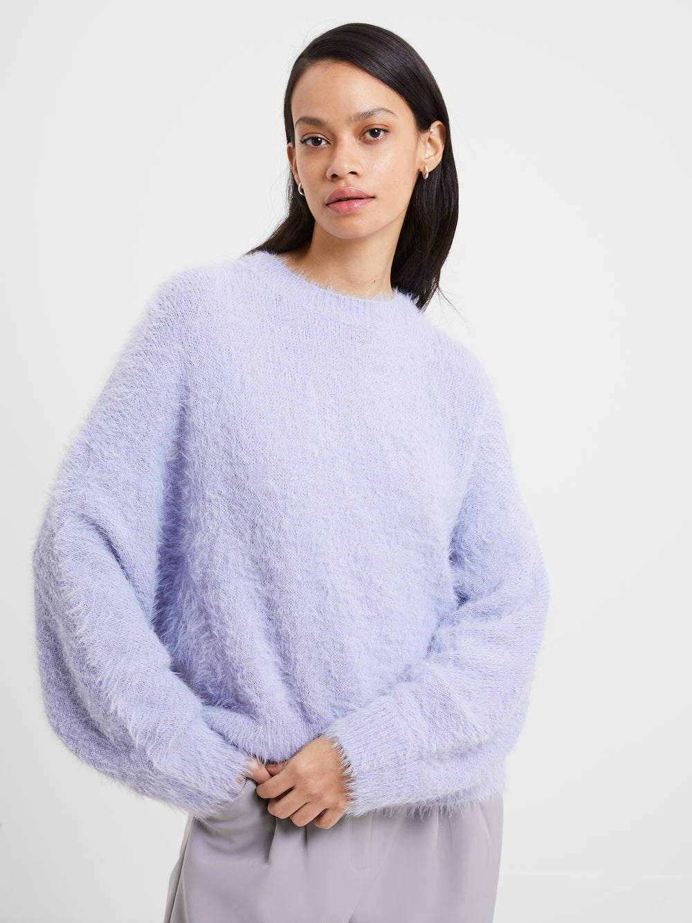Meena Fluffy Boat Neck Sweater Cosmic Sky | French Connection US