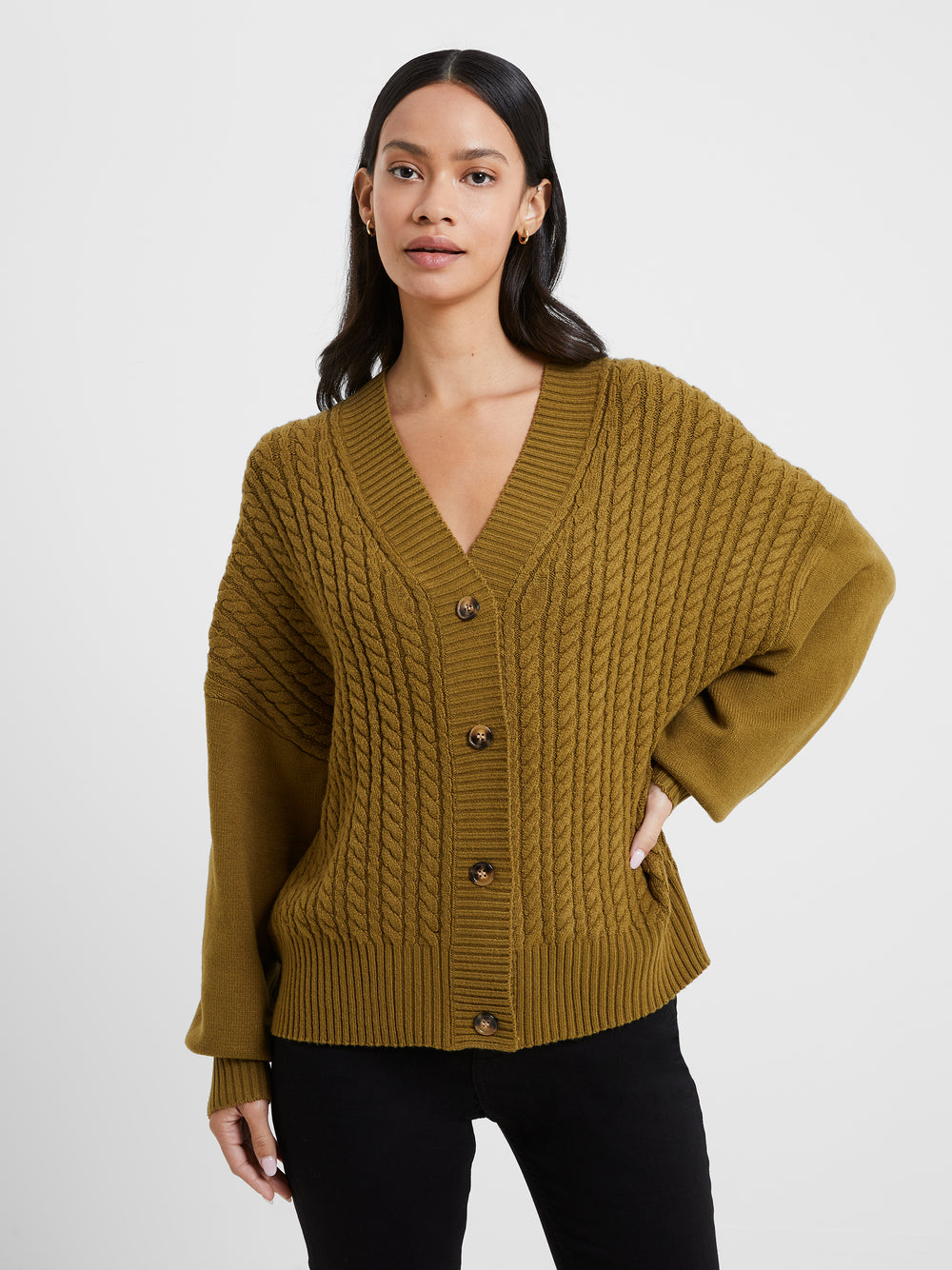 Babysoft Cable Knit Cardigan Nutria | French Connection US