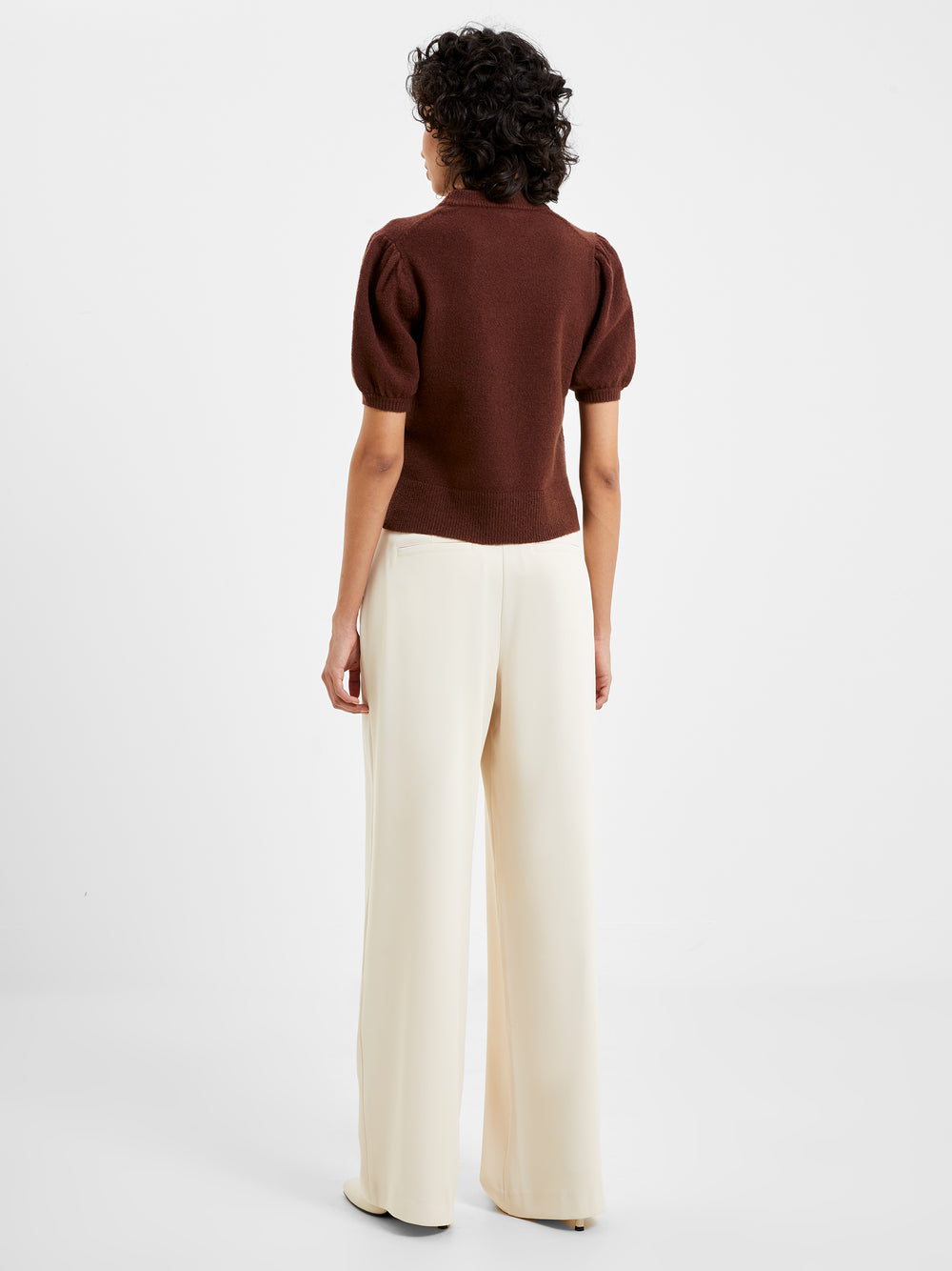 Vhari Ribbed Short Sleeve Sweater Bitter Chocolate | French Connection US