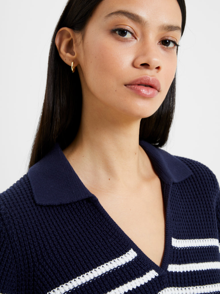 Mozart V Neck Collar Sweater Duchess Blue/ White French Connection US