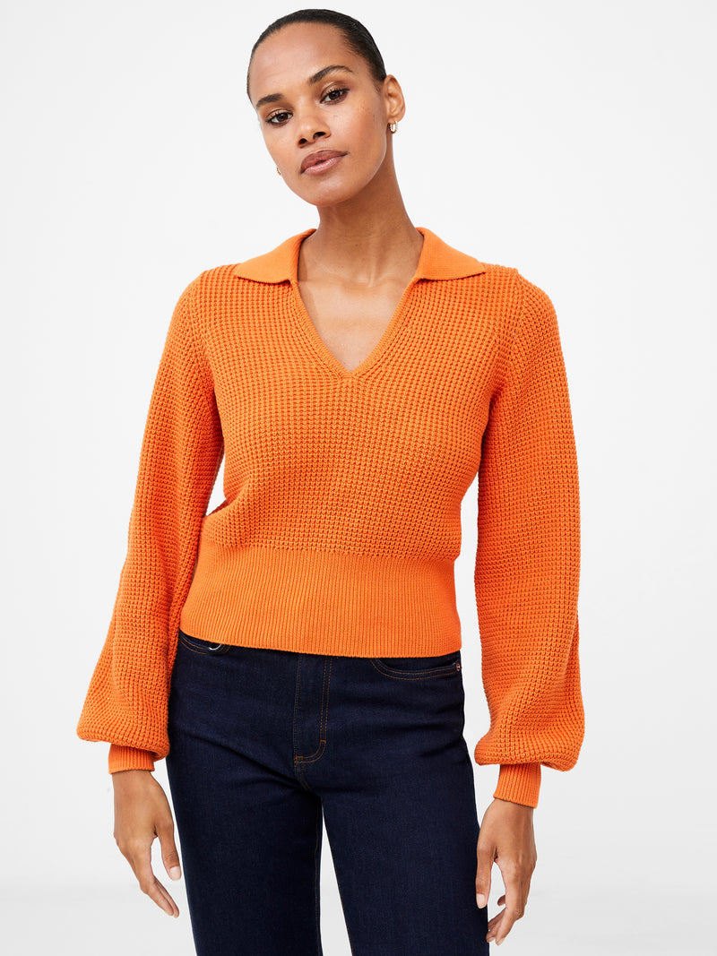 Mozart V Neck Collar Sweater Burnt Orange | French Connection US