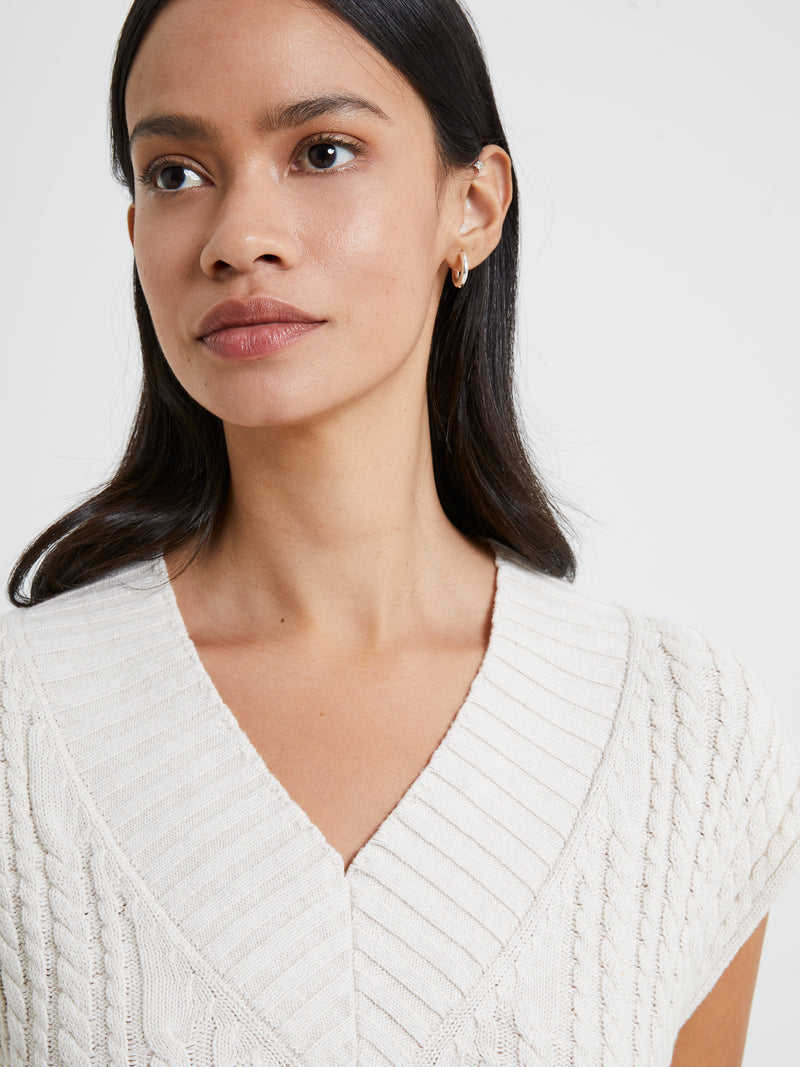 Mozart V Neck Cap Sleeve Sweater Vest Light Oatmeal Mel French Connection US