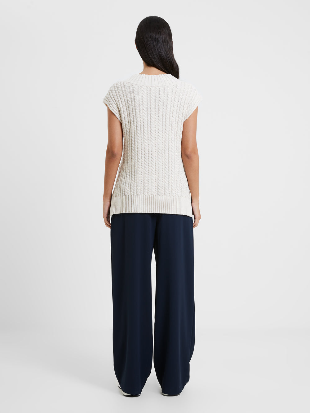 Mozart V Neck Cap Sleeve Sweater Vest Light Oatmeal Mel French Connection US