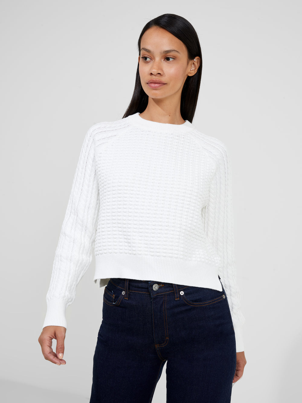 J crew popcorn cable knit outlet sweater