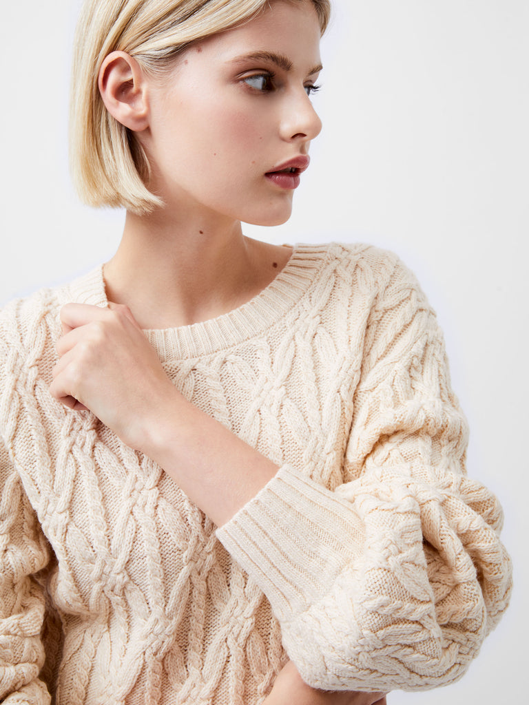 【最安値】andmary Kitty cable knit tops ivory ANDMARY】Kitty cable knit tops