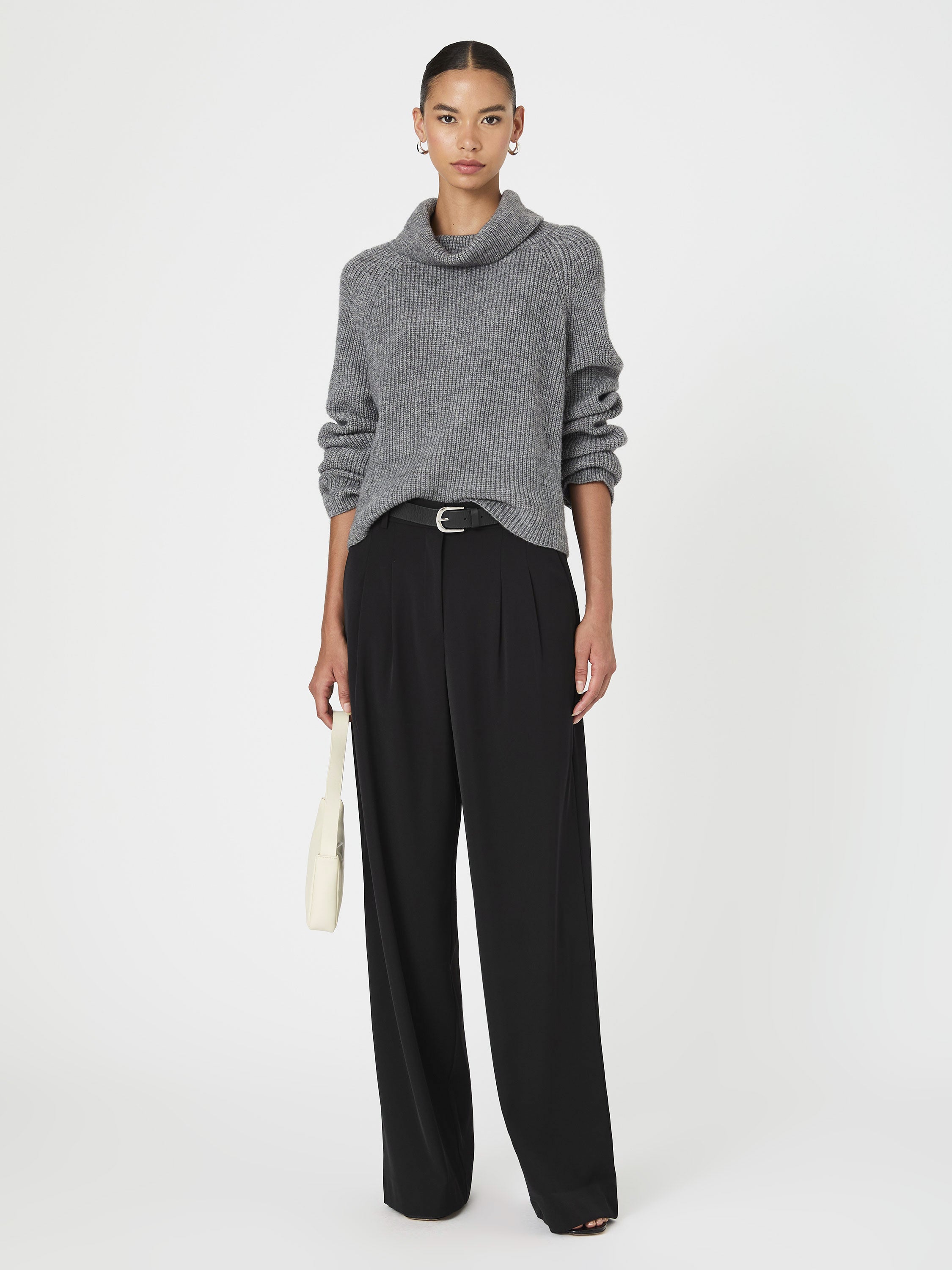 Mersai Turtleneck Sweater Stone Grey Mel | French Connection US Mersai Turtleneck Sweater Stone Grey Mel | French Connection US