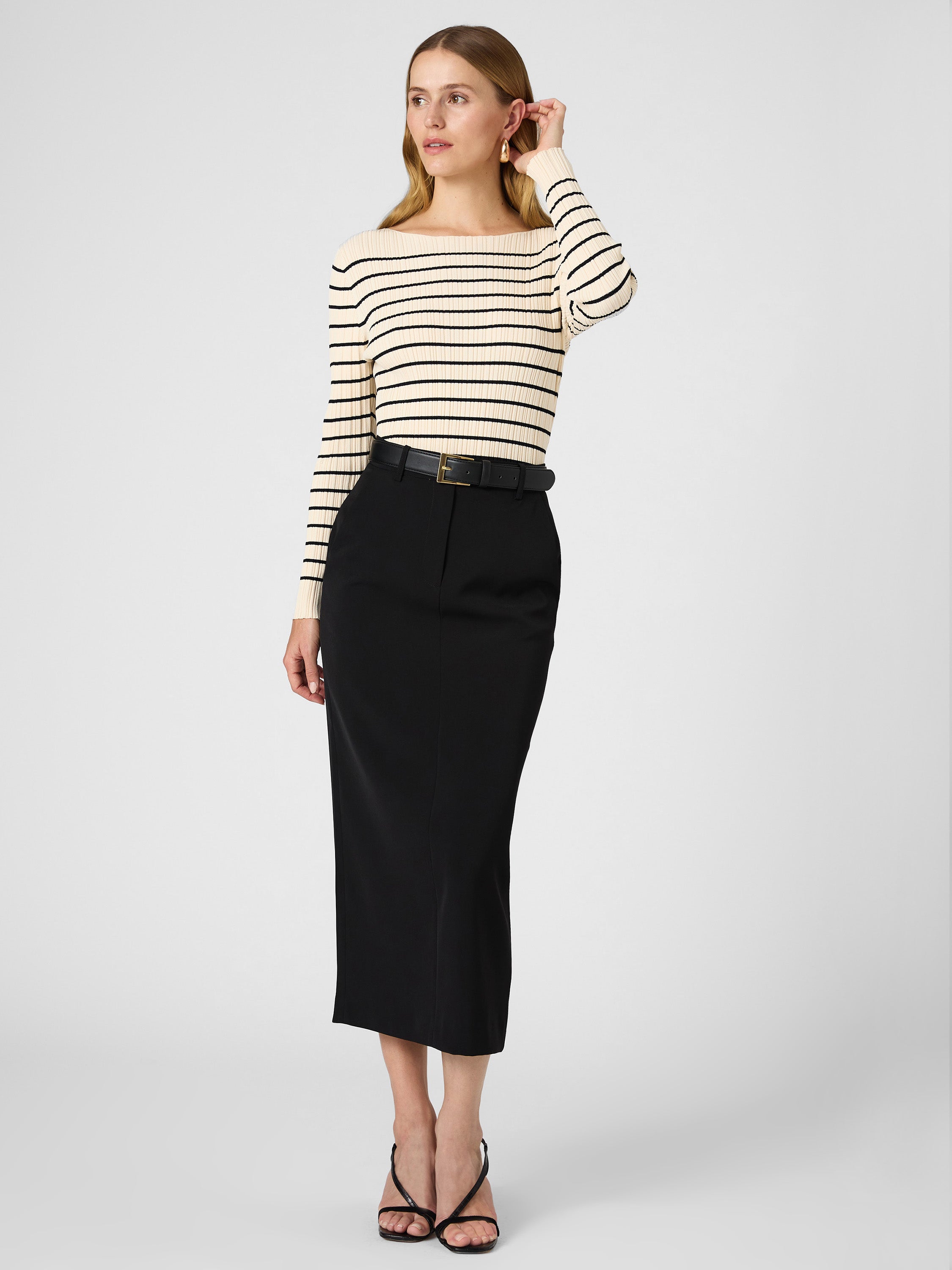 【BAON】[unisex] Kurine Stripe Over Knit Wrap London - Linen & organic cotton sweater