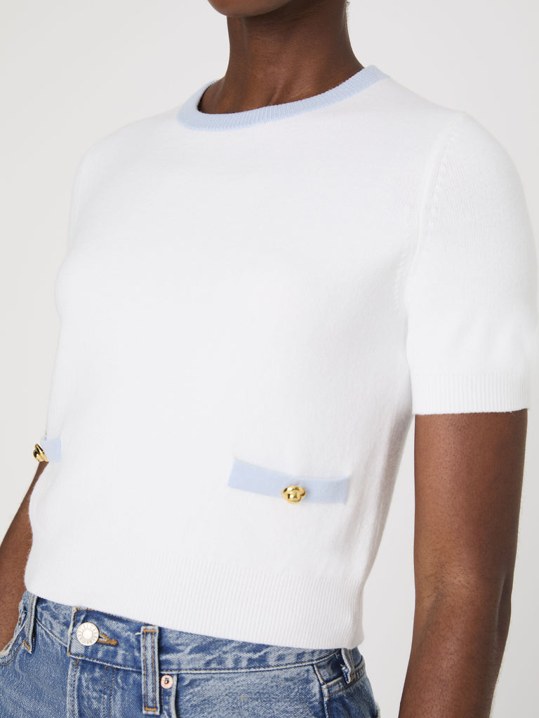 Babysoft Short Sleeve Top Summer White/Sky Blue | French