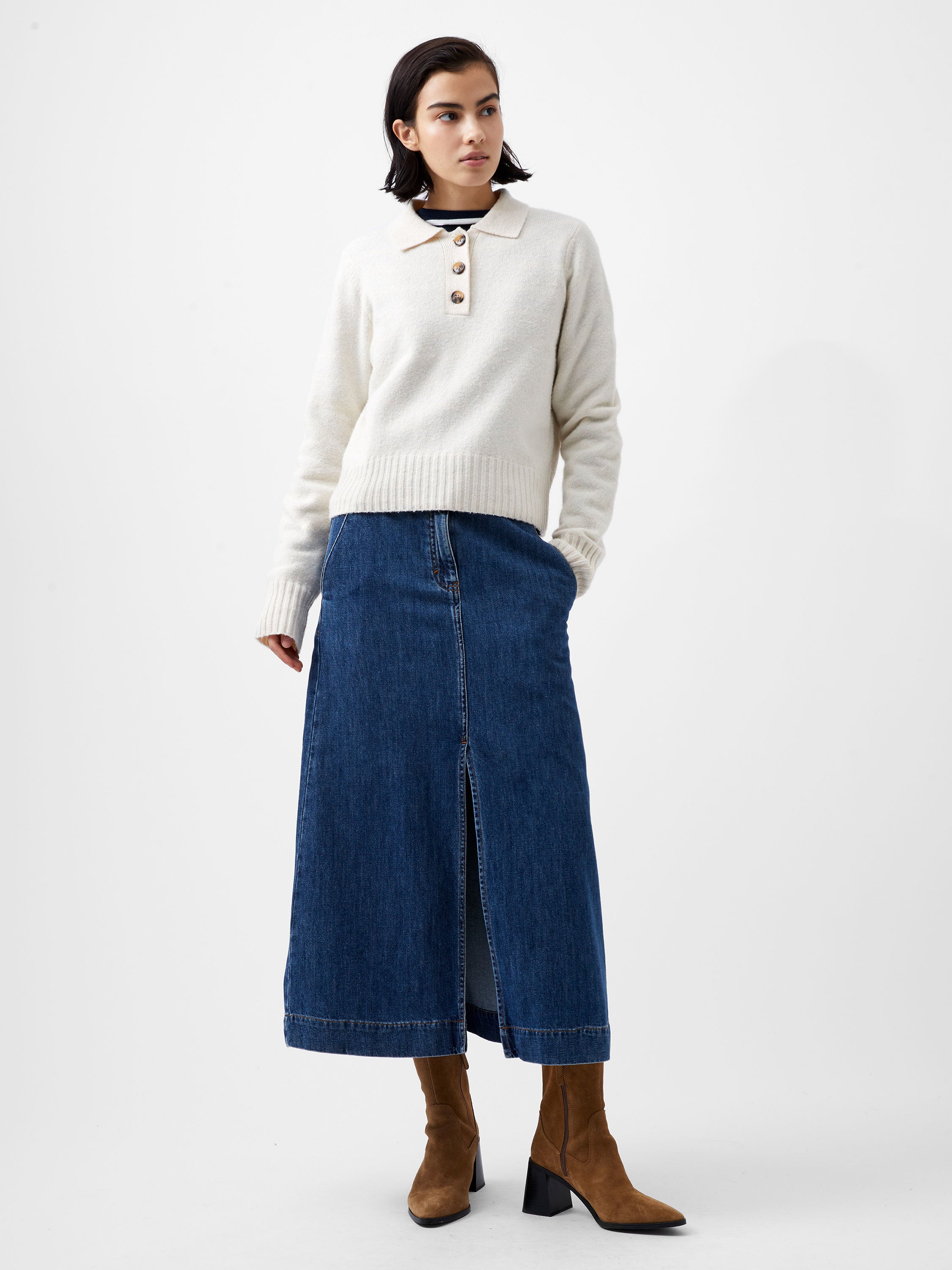 Vhari Long Sleeve Polo Sweater Oatmeal Mel | French