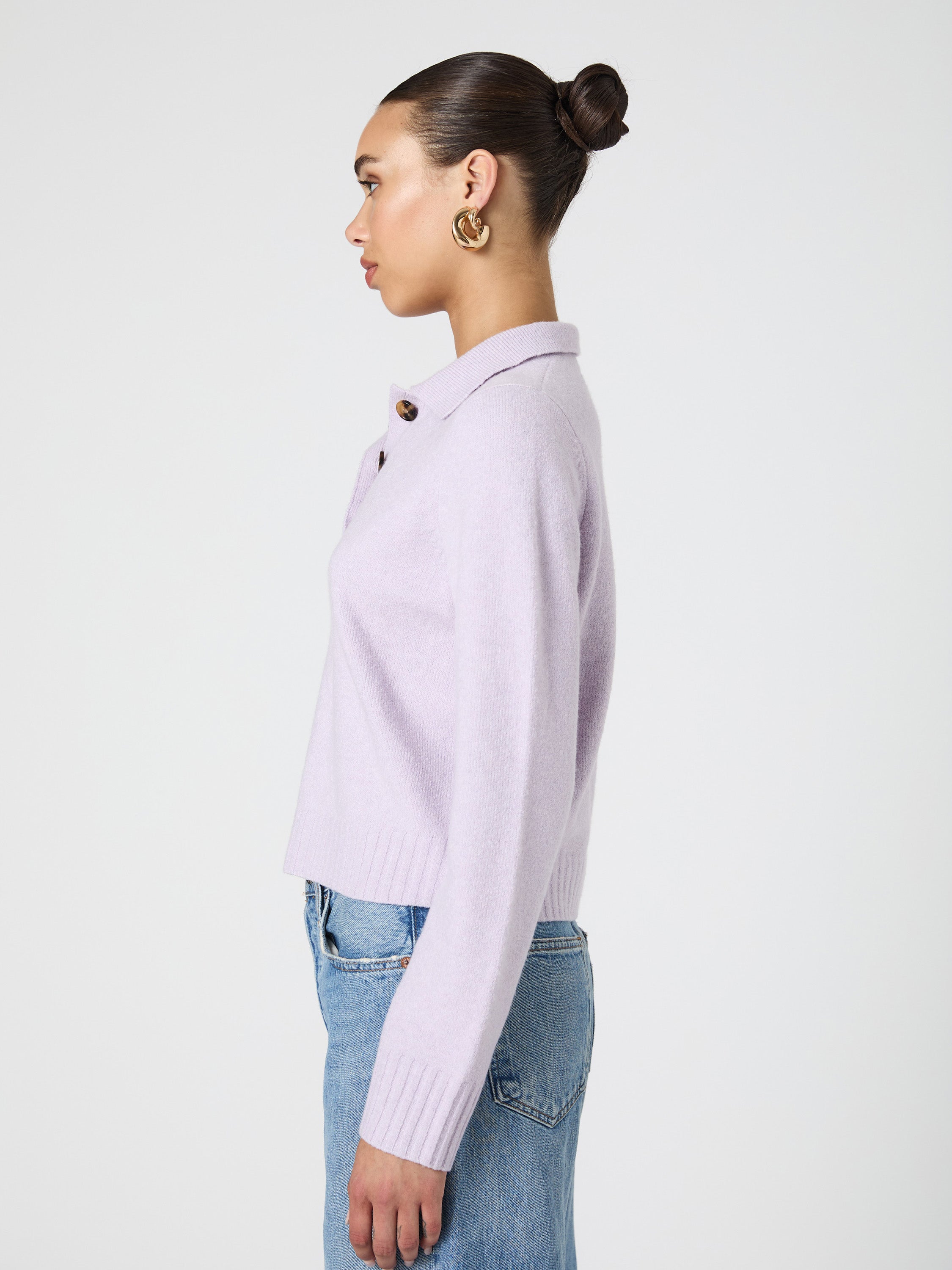 Vhari Long Sleeve Polo Sweater Orchid Petal | French