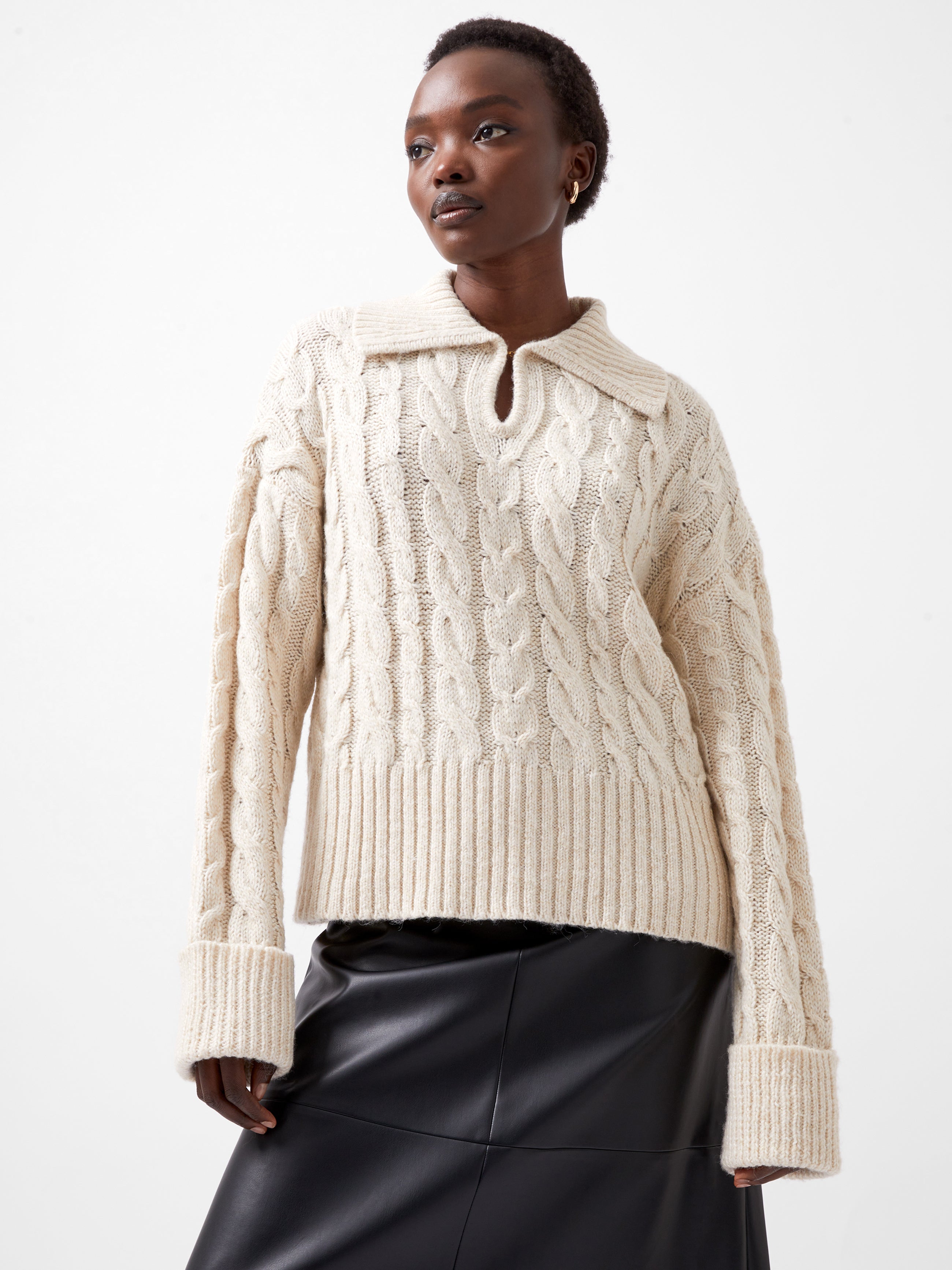 ふわ Swallowtail Jumper S Kayla Sparkle Long Sleeve Sweater Porcelain Cream | French