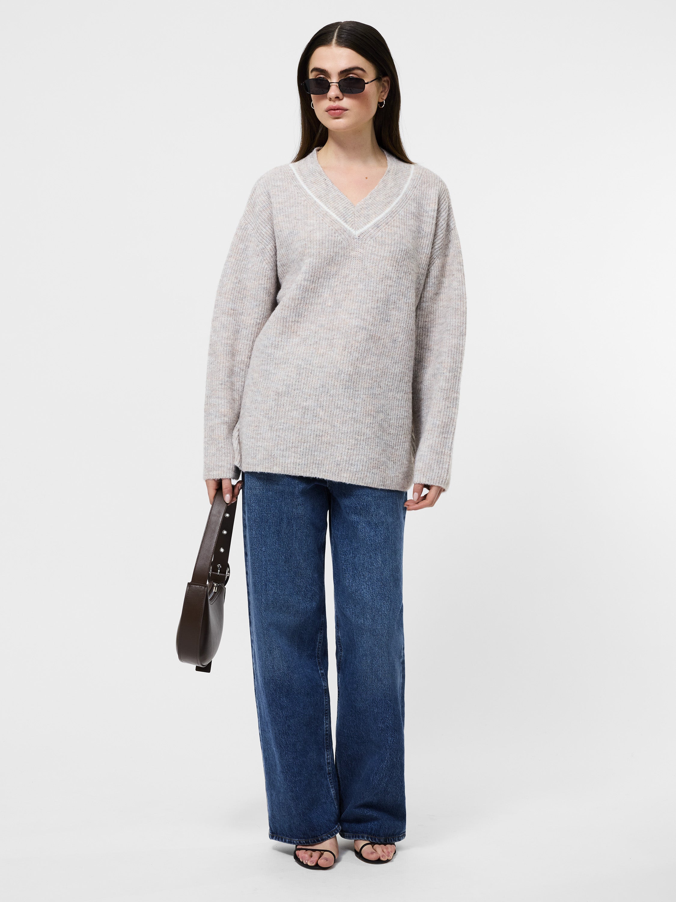 Kezia Tipped V-Neck Sweater