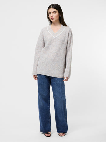 Kezia Tipped V-Neck Sweater
