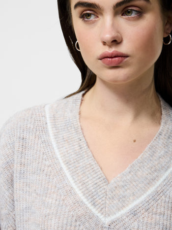 Kezia Tipped V-Neck Sweater