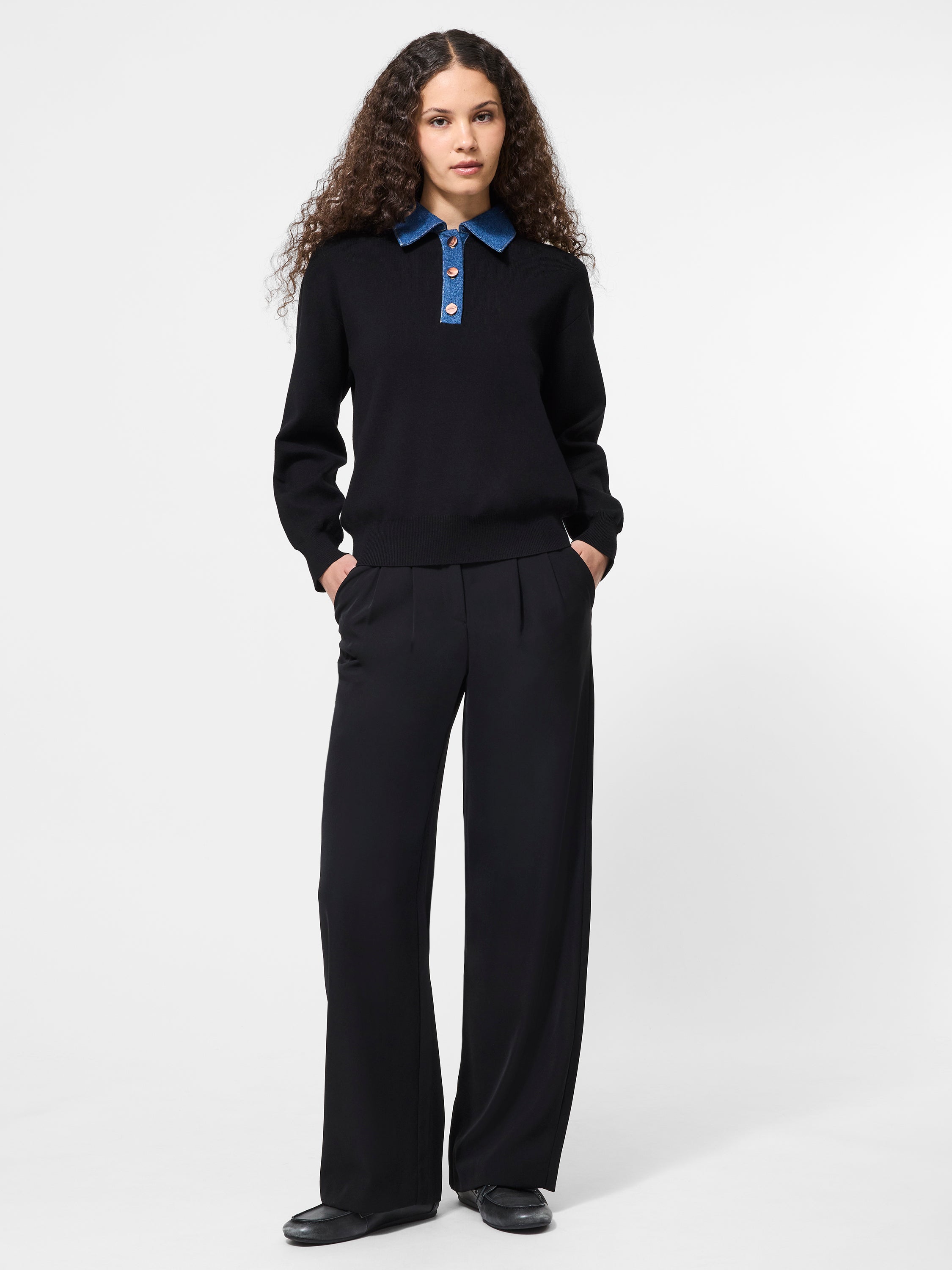 Denim Collar Sweater