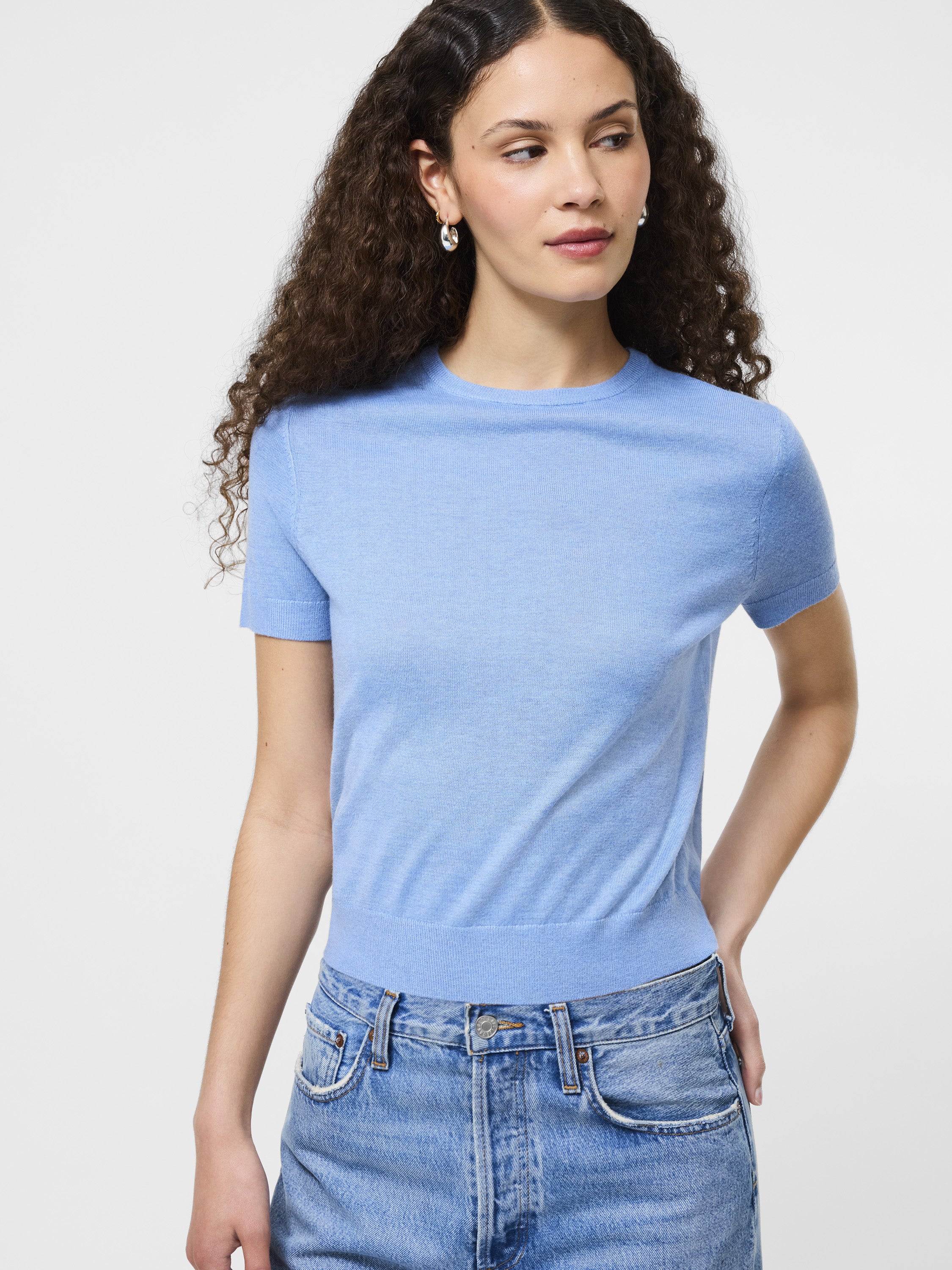 Nola Fine Knit Short Sleeve Sweater