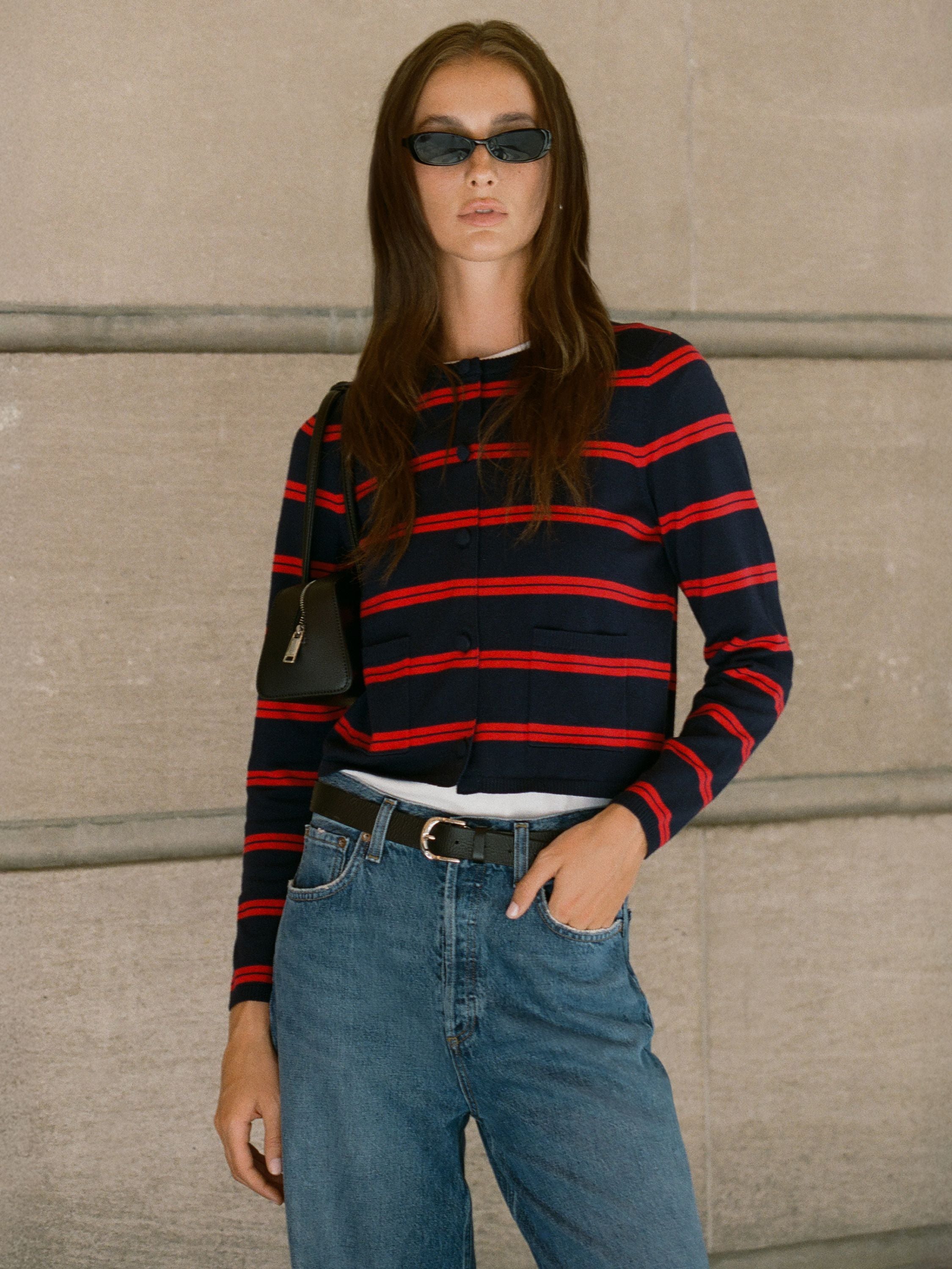 Padma Fine Knit Striped Cardigan