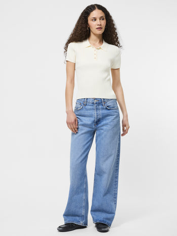 Crinkle Knit Slim Polo