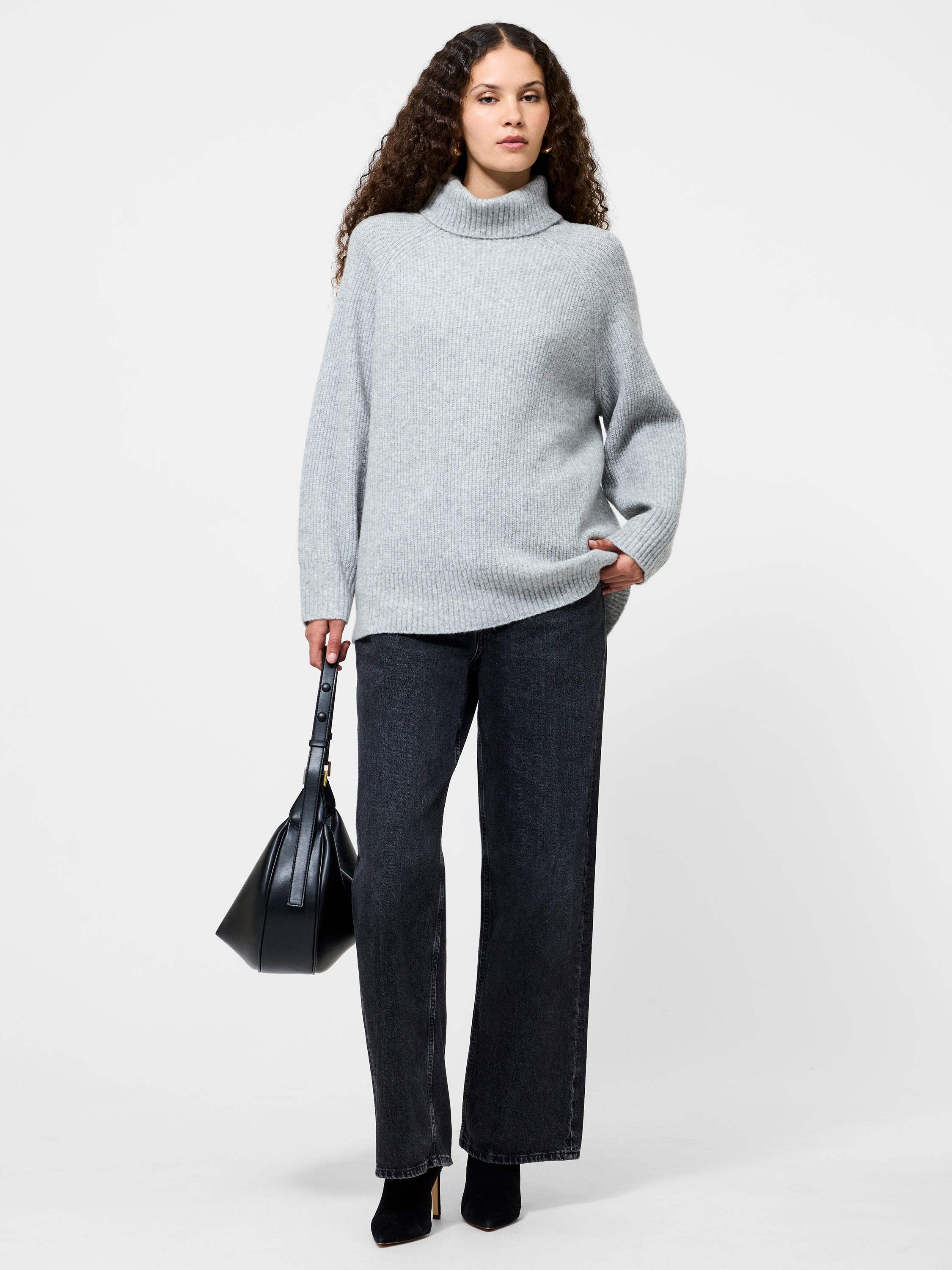 Emilia Knit Oversized Sweater Light Grey Mel | French Connection US