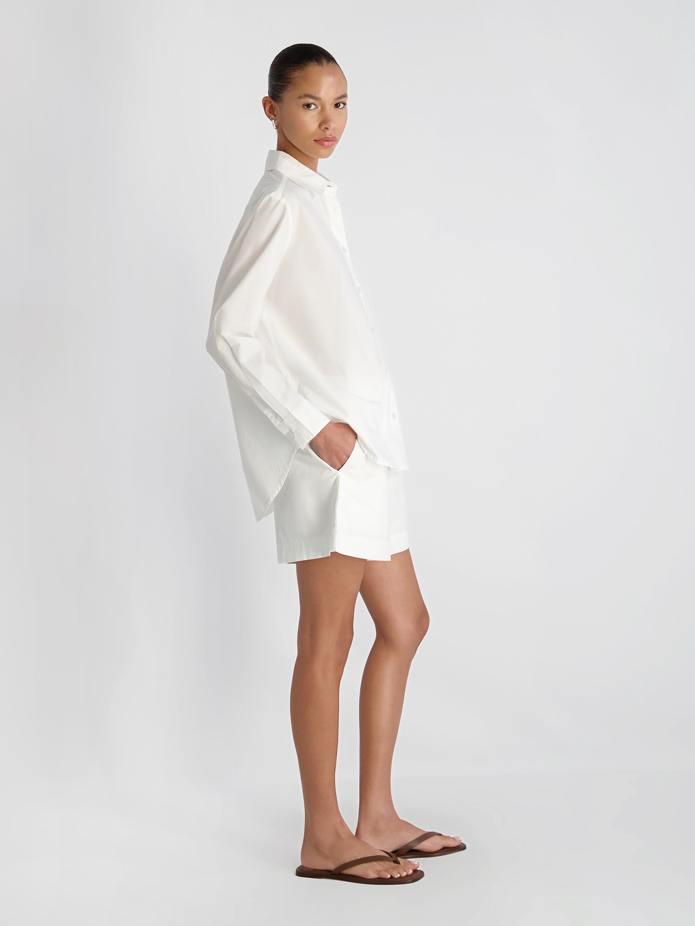 RHODES POPLIN DRAWSTRING SHORTS VIEW 4 | Skirts & Shorts